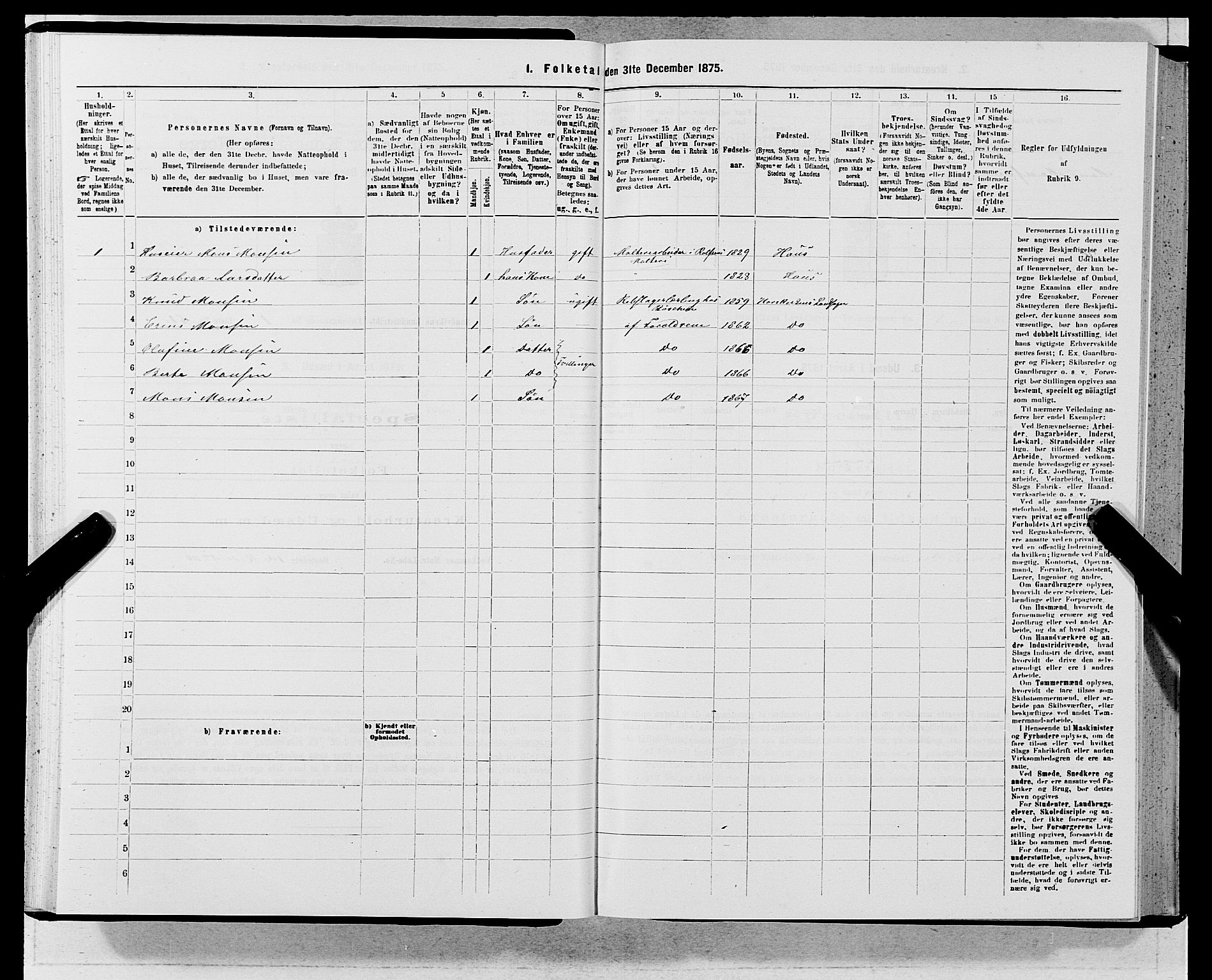 SAB, 1875 census for 1281L Bergen landdistrikt/Domkirken and Sandviken, 1875, p. 124