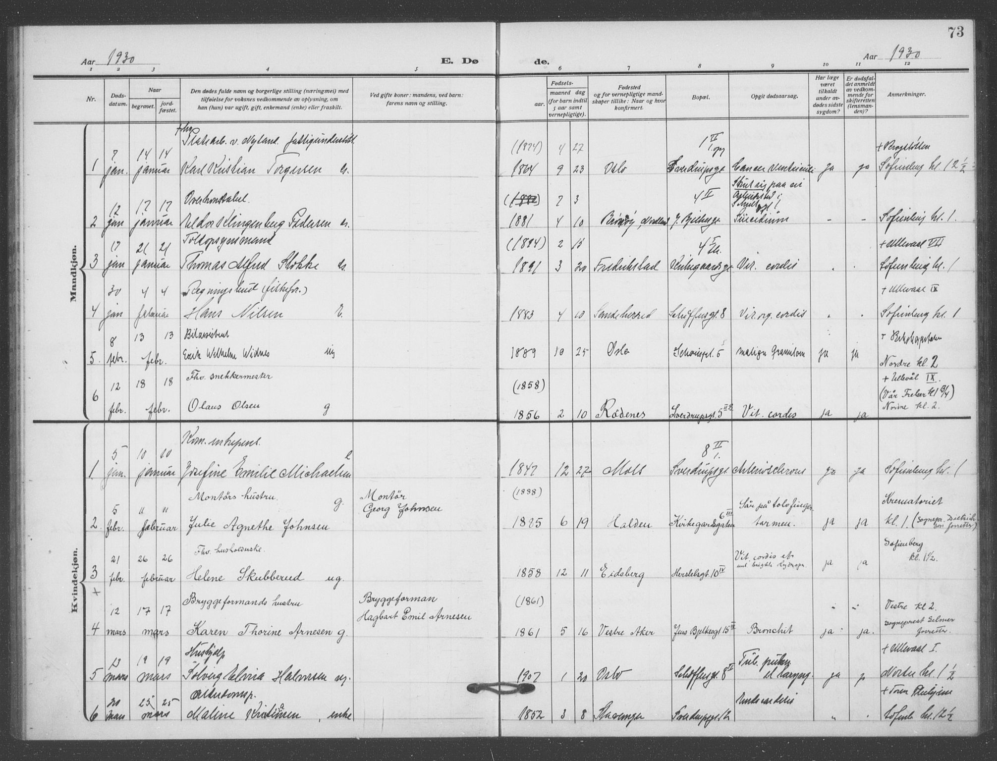 Matteus prestekontor Kirkebøker, SAO/A-10870/F/Fa/L0004: Parish register (official) no. 4, 1917-1938, p. 73