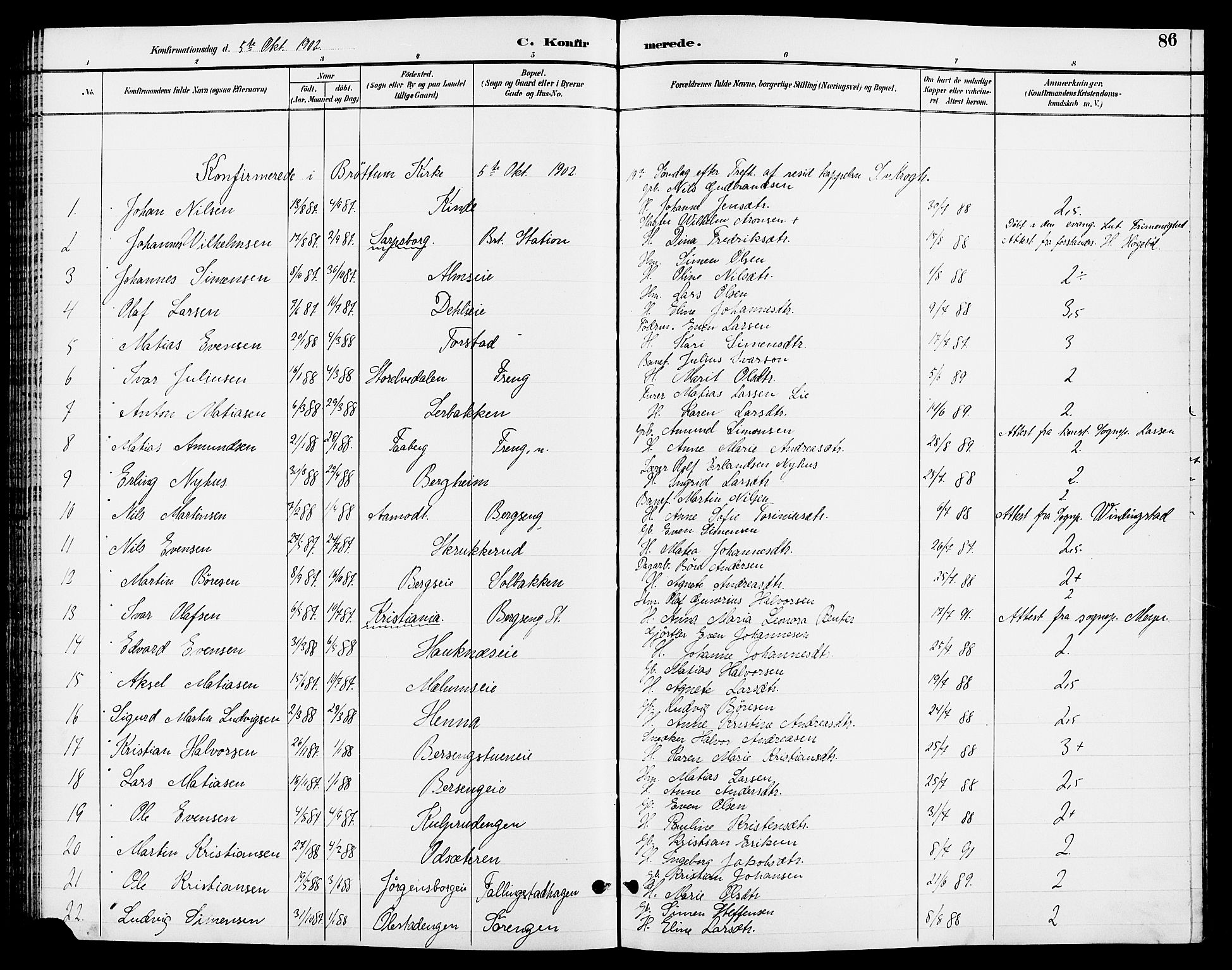 Ringsaker prestekontor, SAH/PREST-014/L/La/L0013: Parish register (copy) no. 13, 1891-1904, p. 86