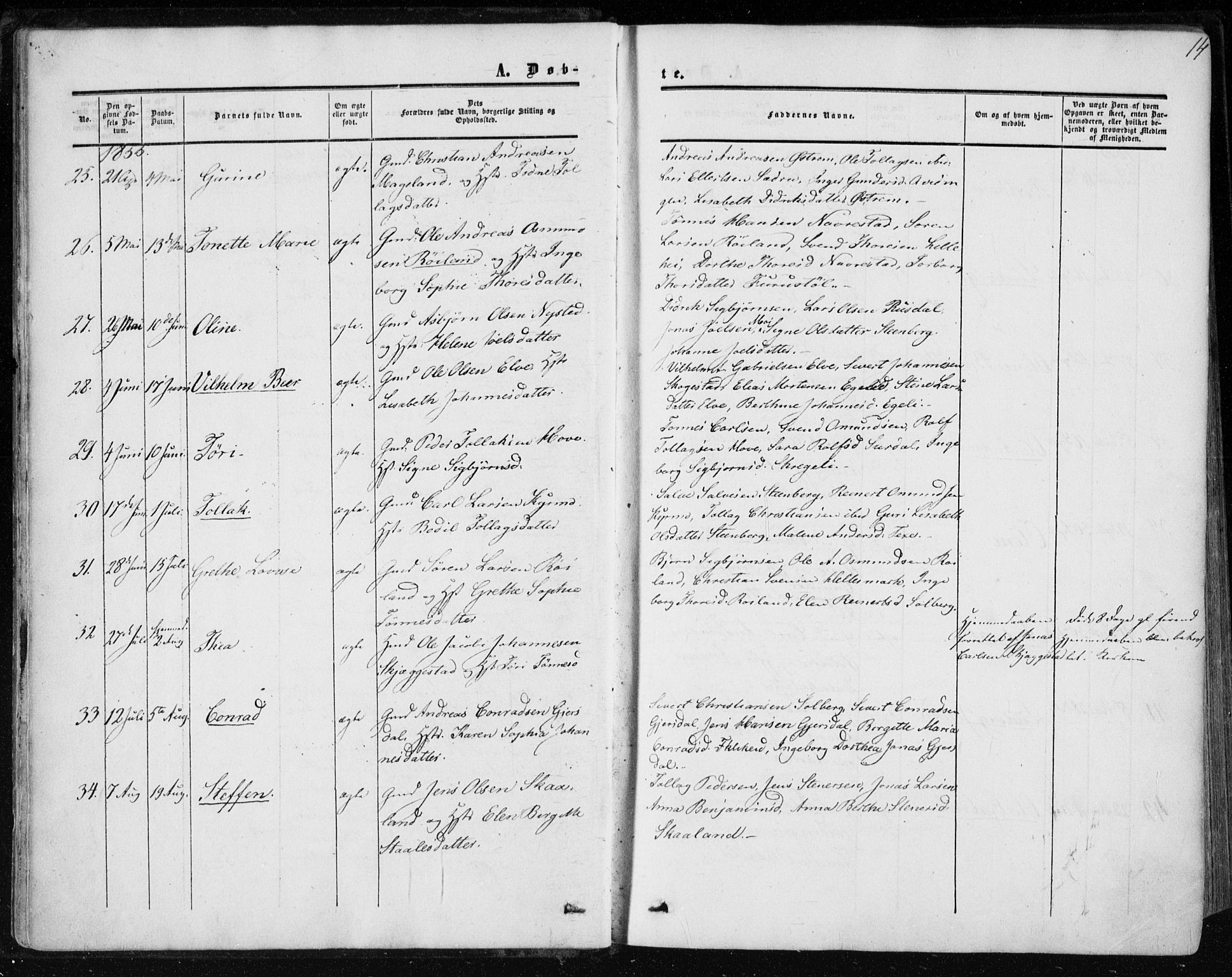 Lund sokneprestkontor, AV/SAST-A-101809/S06/L0009: Parish register (official) no. A 8, 1853-1877, p. 14