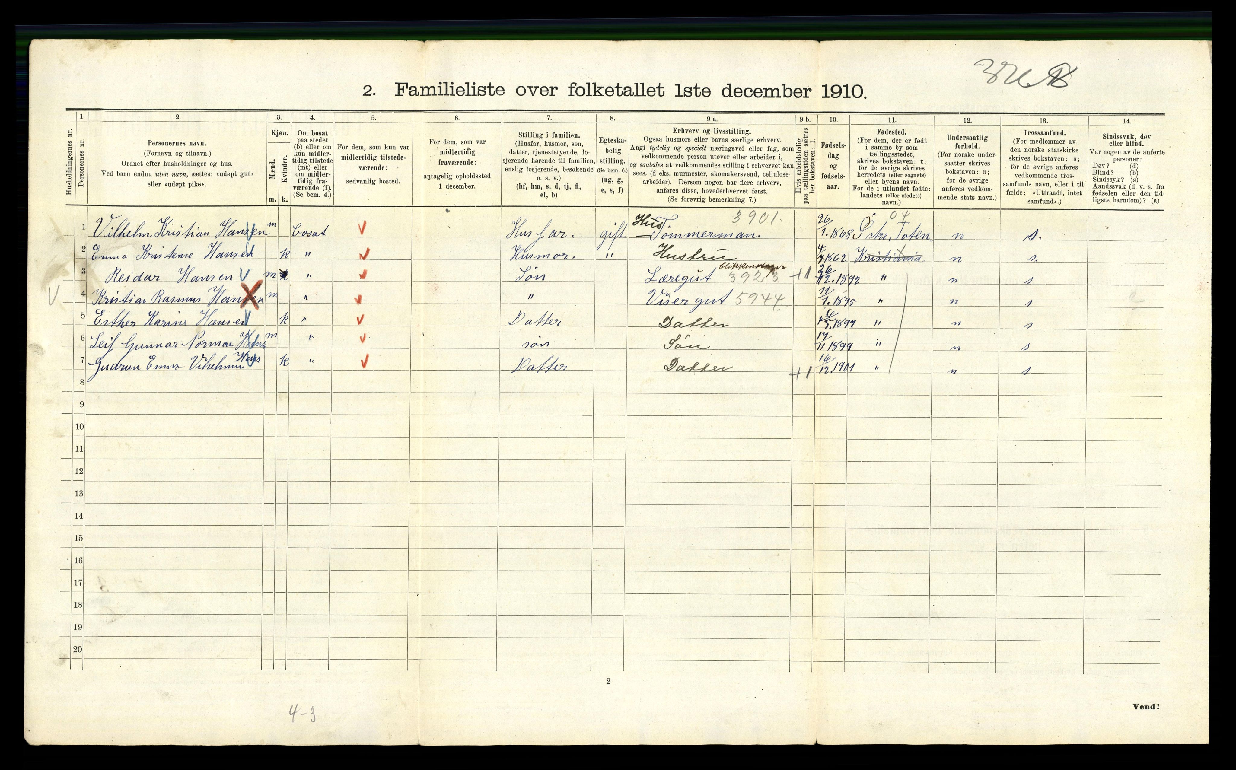 RA, 1910 census for Kristiania, 1910, p. 99588