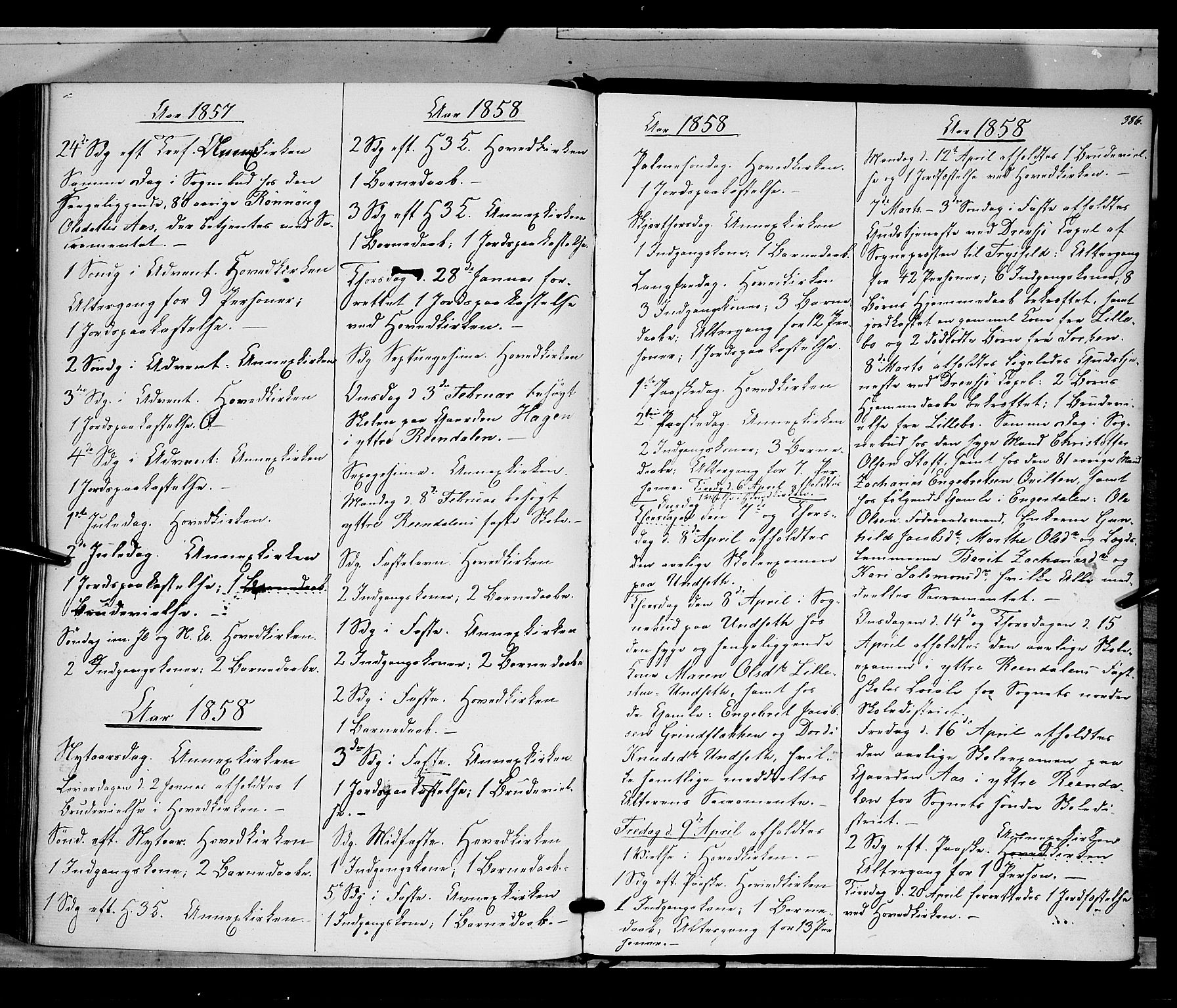 Rendalen prestekontor, SAH/PREST-054/H/Ha/Haa/L0005: Parish register (official) no. 5, 1853-1866, p. 386