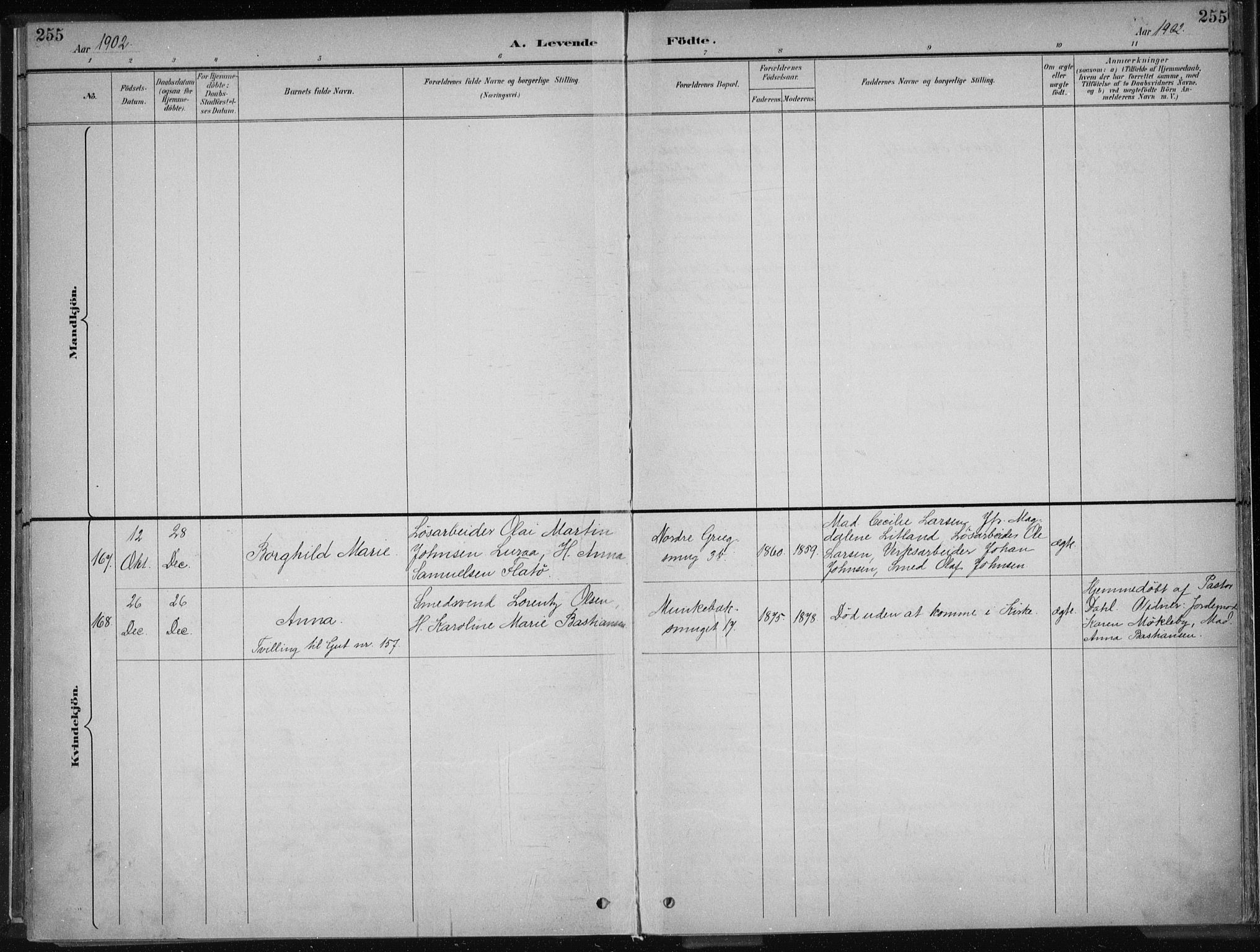 Nykirken Sokneprestembete, AV/SAB-A-77101/H/Haa/L0018: Parish register (official) no. B 6, 1895-1903, p. 255