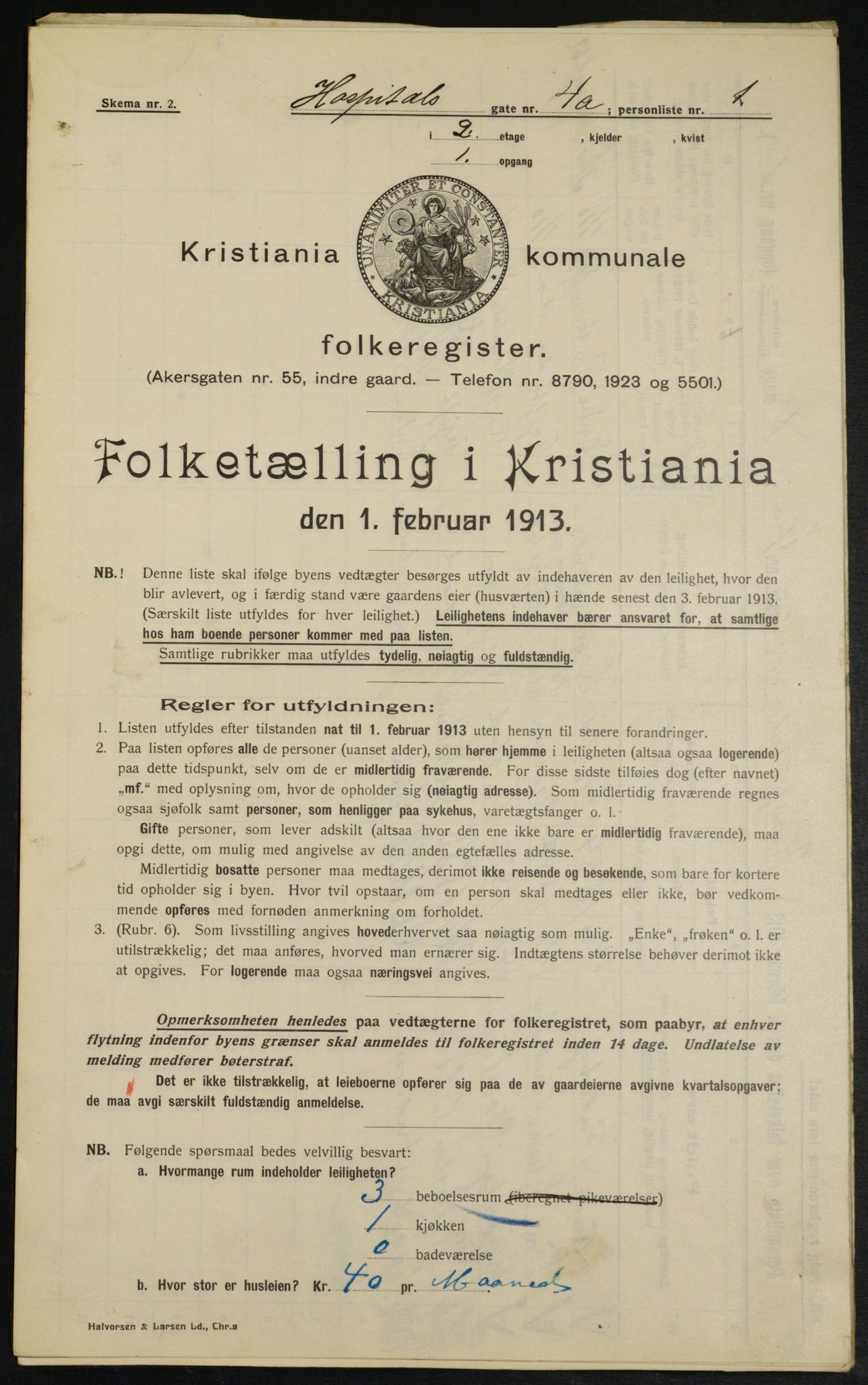 OBA, Municipal Census 1913 for Kristiania, 1913, p. 41258