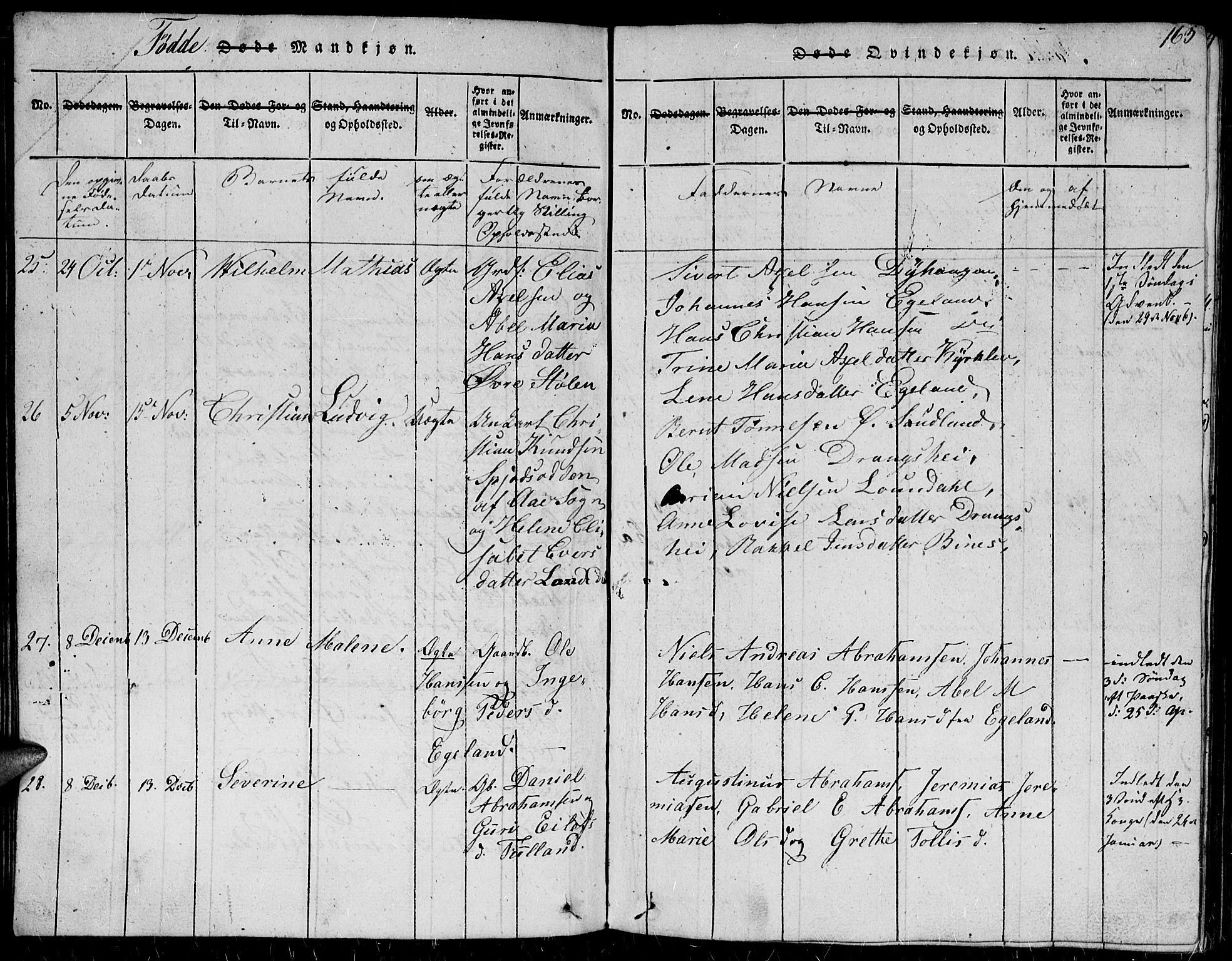 Herad sokneprestkontor, AV/SAK-1111-0018/F/Fb/Fba/L0001: Parish register (copy) no. B 1, 1815-1852, p. 163