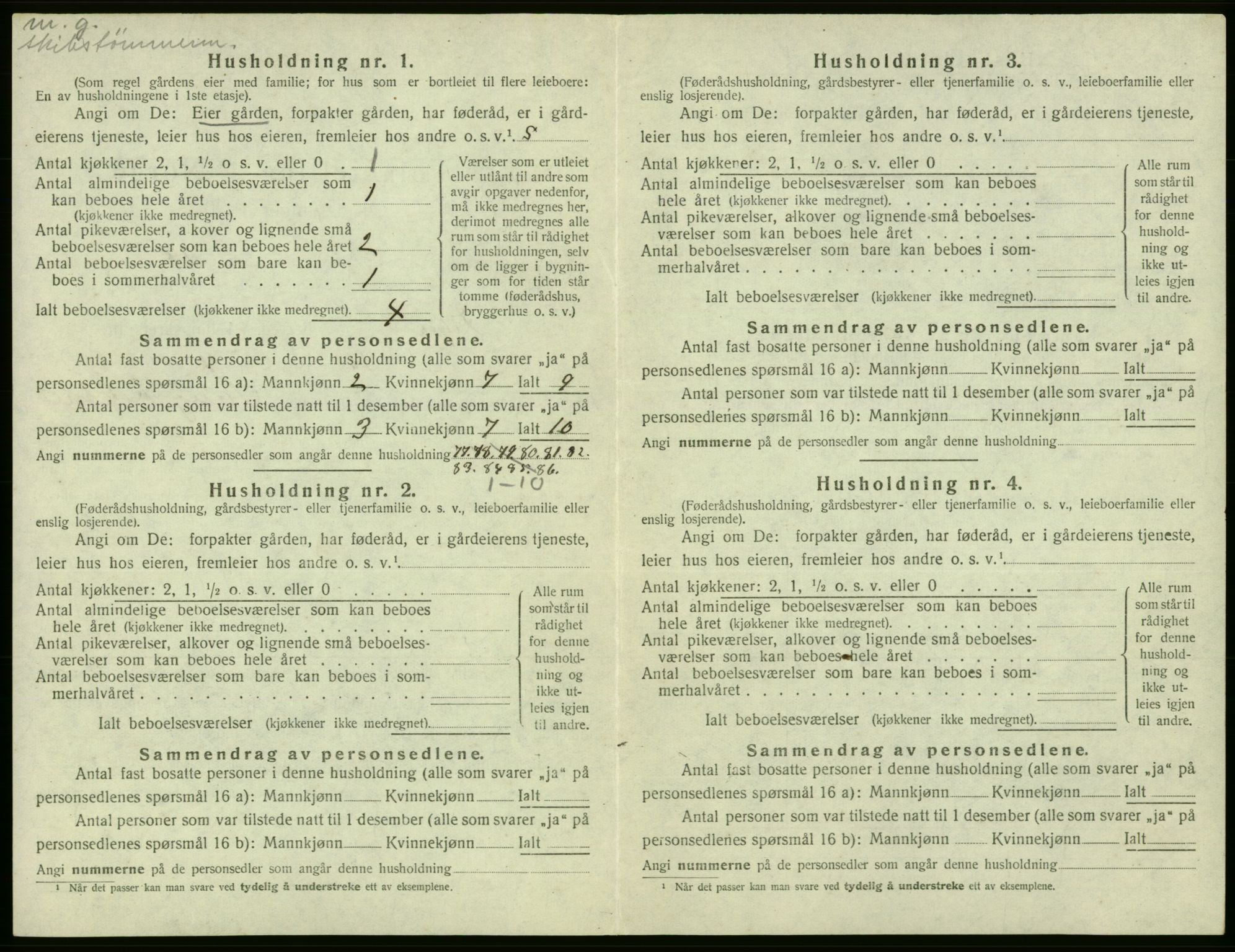 SAB, 1920 census for Fitjar, 1920, p. 341