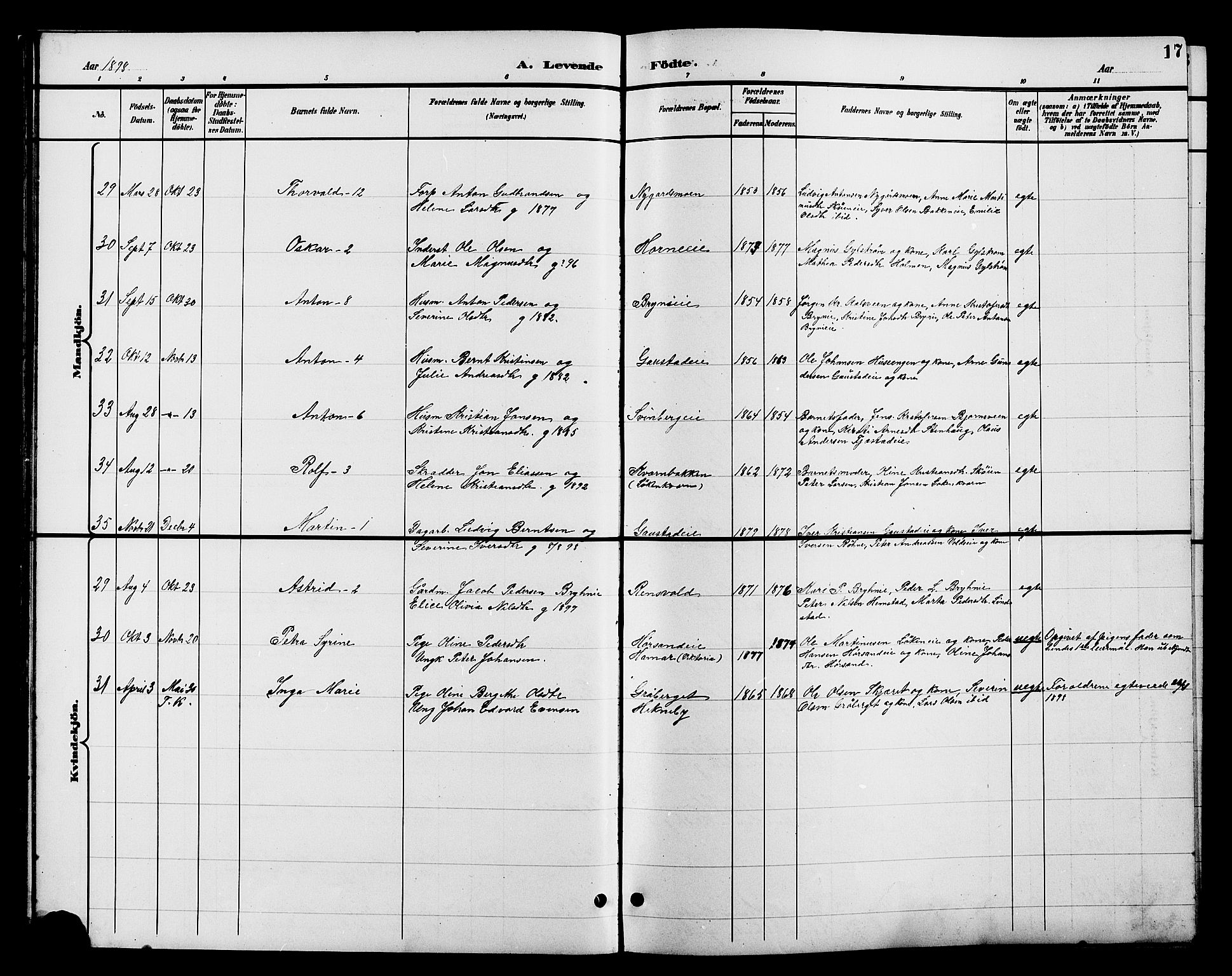 Romedal prestekontor, SAH/PREST-004/L/L0012: Parish register (copy) no. 12, 1896-1914, p. 17
