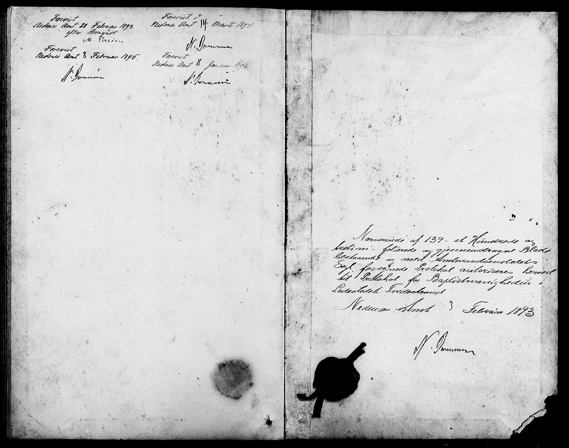 Baptistmenigheten i Tvedestrand, SAK/1292-0004/F/Fa/L0002: Dissenter register no. F 1, 1892-1895