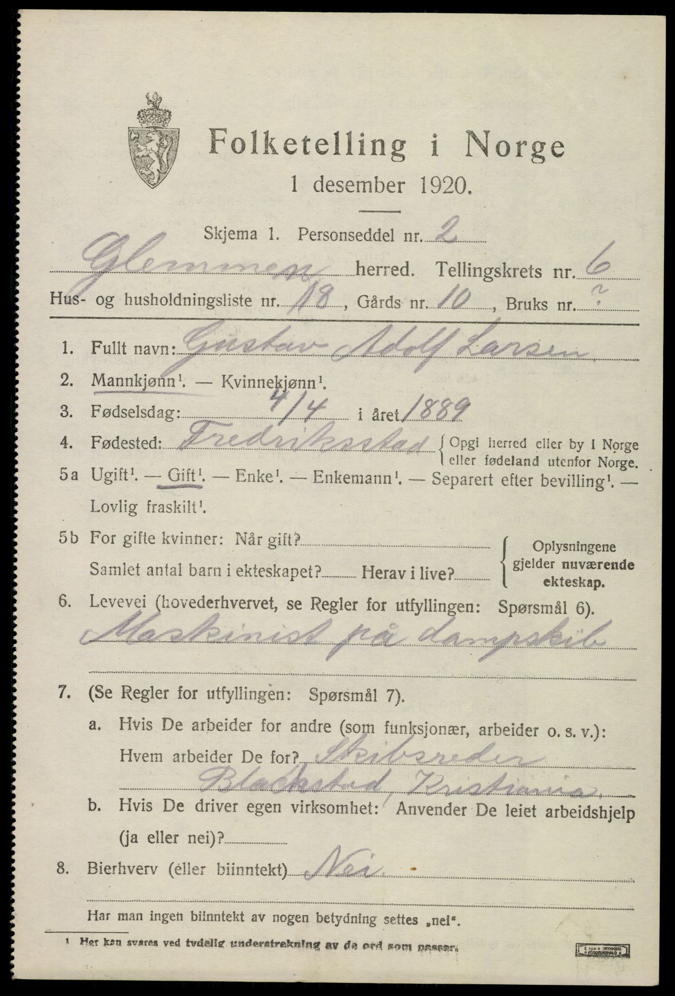 SAO, 1920 census for Glemmen, 1920, p. 21863