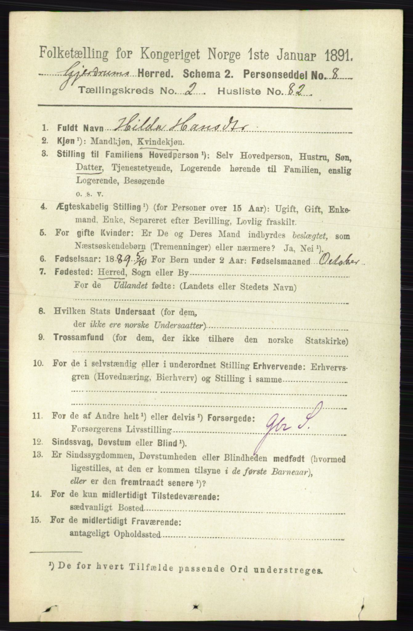 RA, 1891 census for 0234 Gjerdrum, 1891, p. 1058