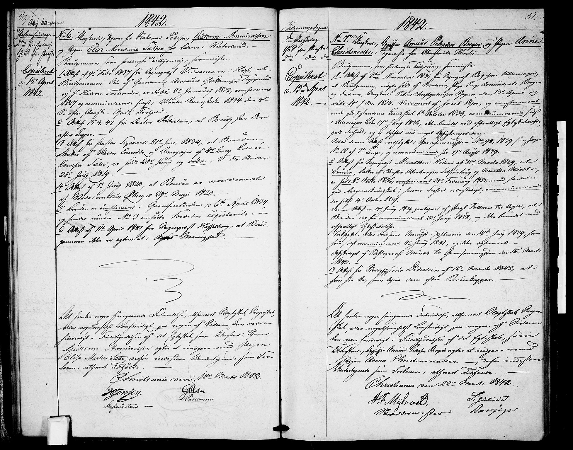 Garnisonsmenigheten Kirkebøker, AV/SAO-A-10846/H/Ha/L0004: Banns register no. I 4, 1840-1844, p. 50-51