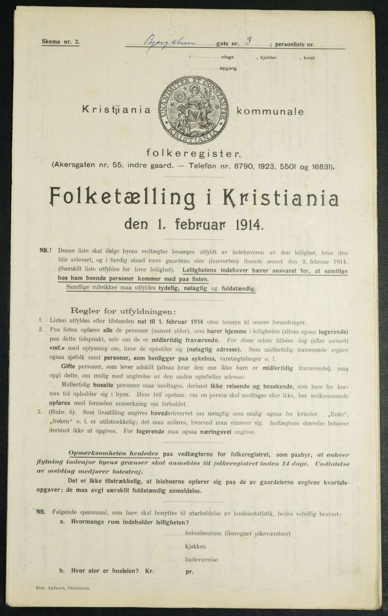 OBA, Municipal Census 1914 for Kristiania, 1914, p. 4333