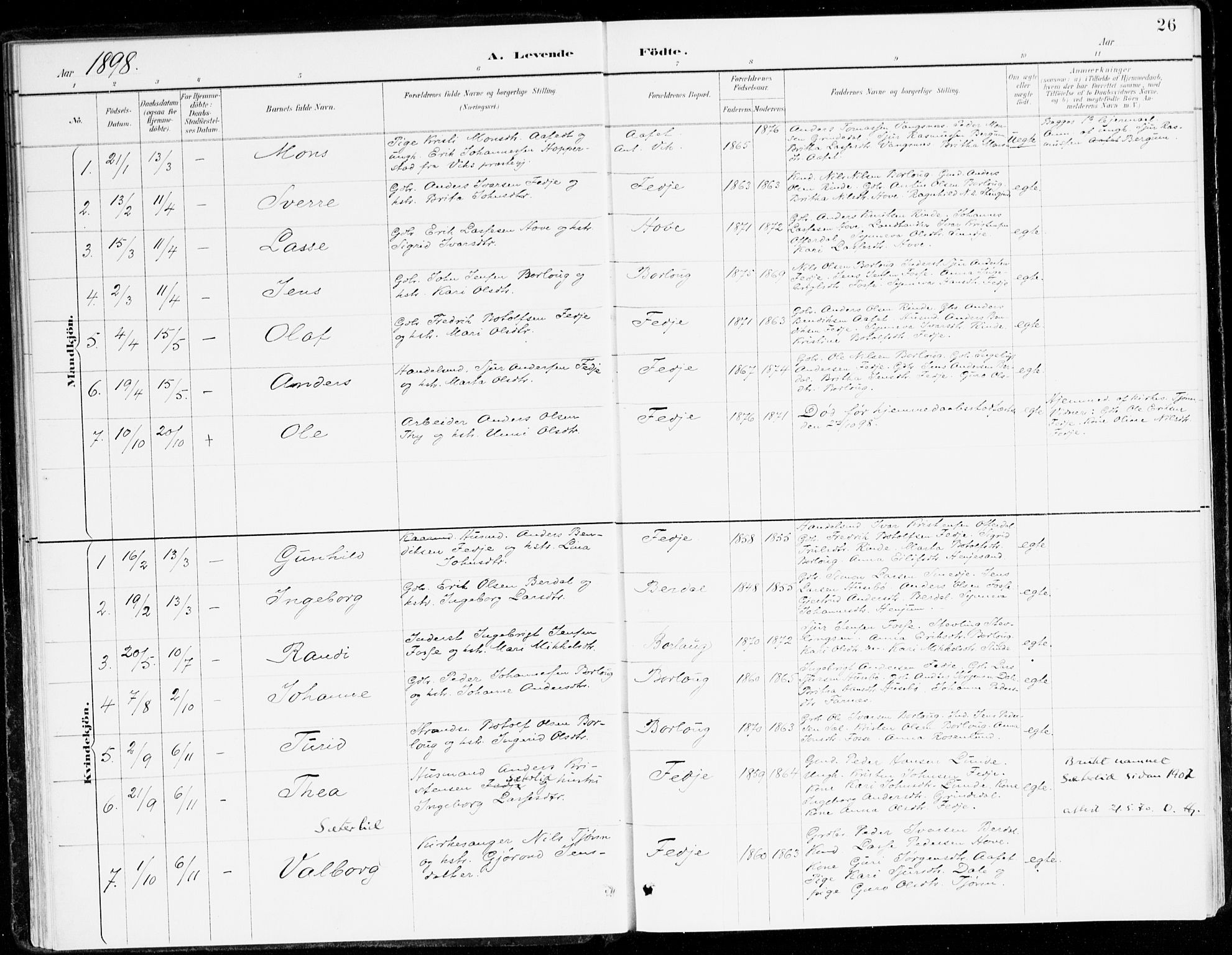 Leikanger sokneprestembete, SAB/A-81001: Parish register (official) no. D 1, 1887-1922, p. 26