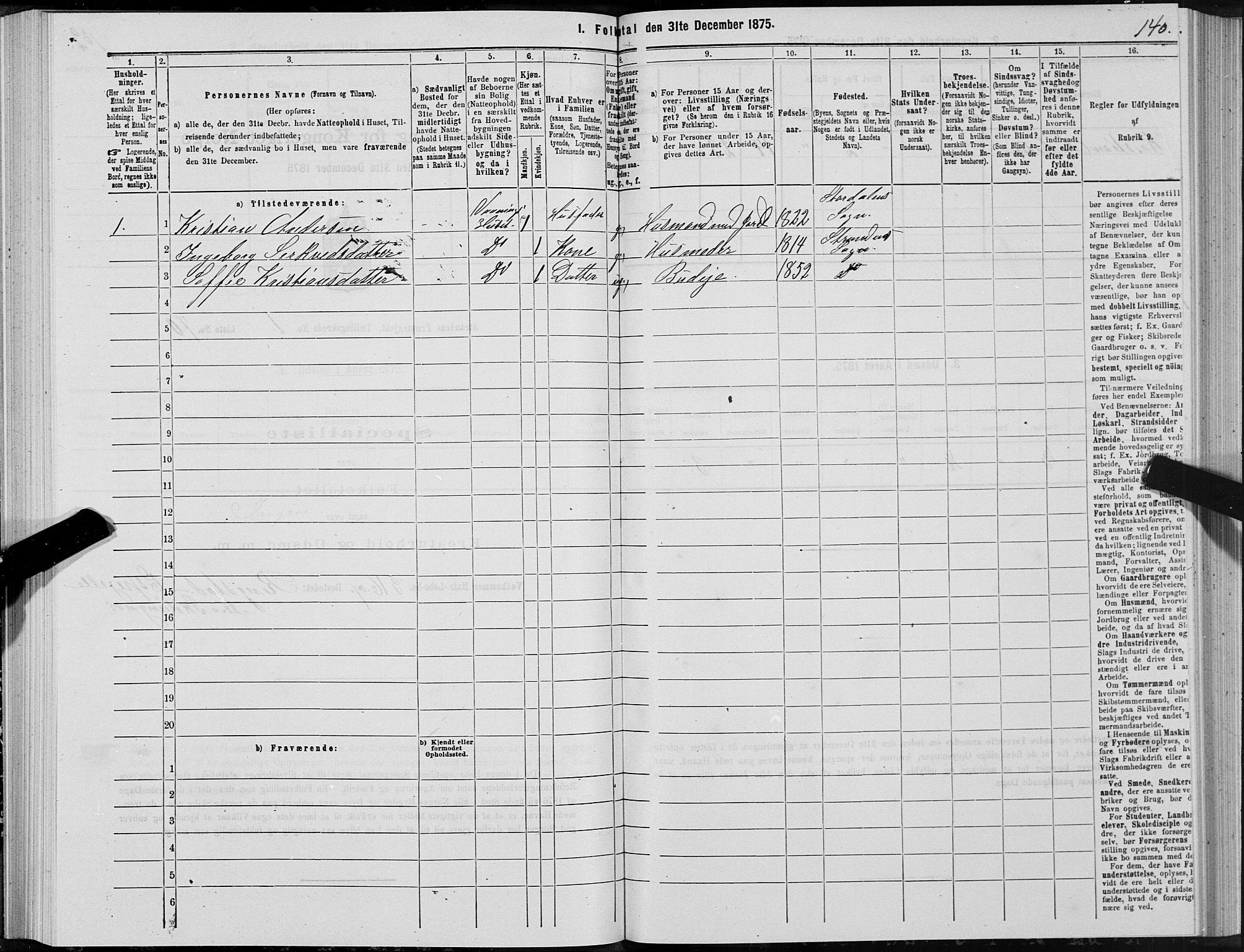 SAT, 1875 census for 1525P Stranda, 1875, p. 1140