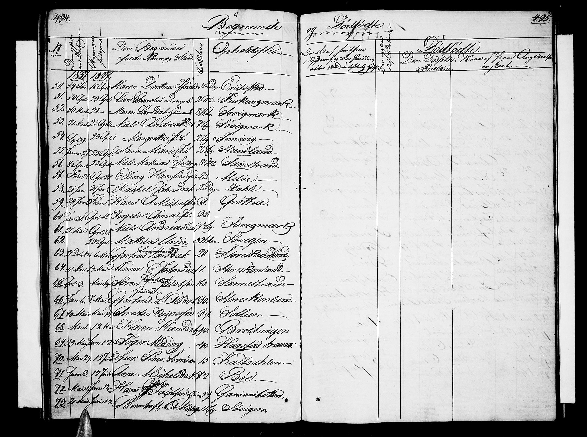 Trondenes sokneprestkontor, SATØ/S-1319/H/Hb/L0005klokker: Parish register (copy) no. 5, 1834-1845, p. 494-495