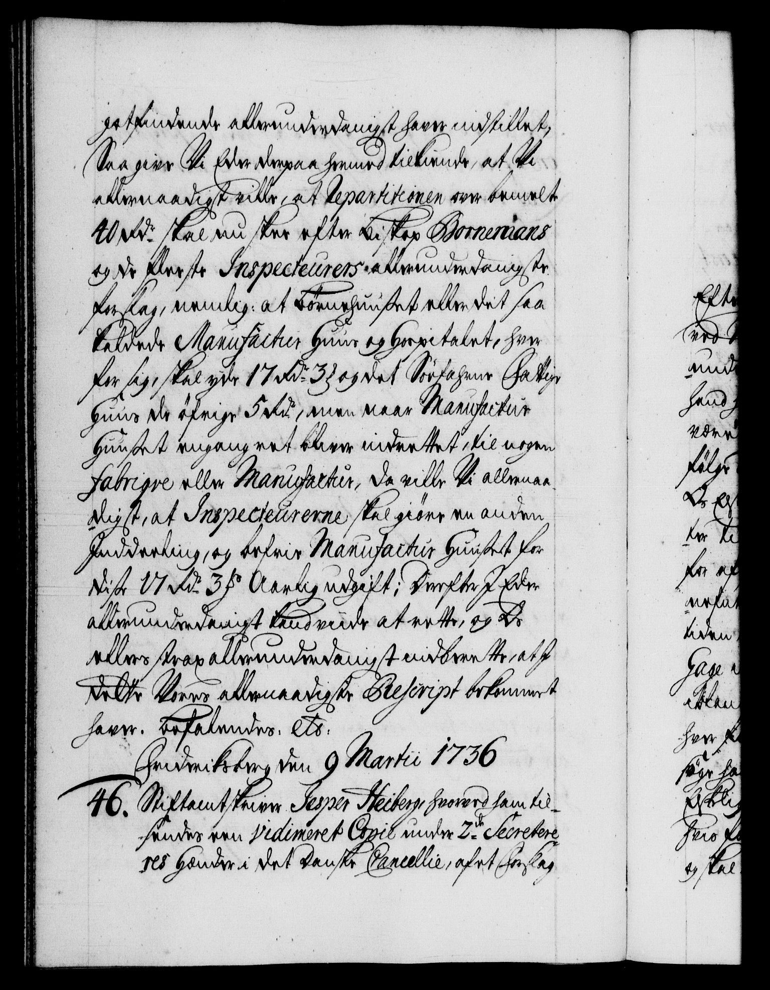 Danske Kanselli 1572-1799, AV/RA-EA-3023/F/Fc/Fca/Fcab/L0027: Norske tegnelser, 1736-1737, p. 57b