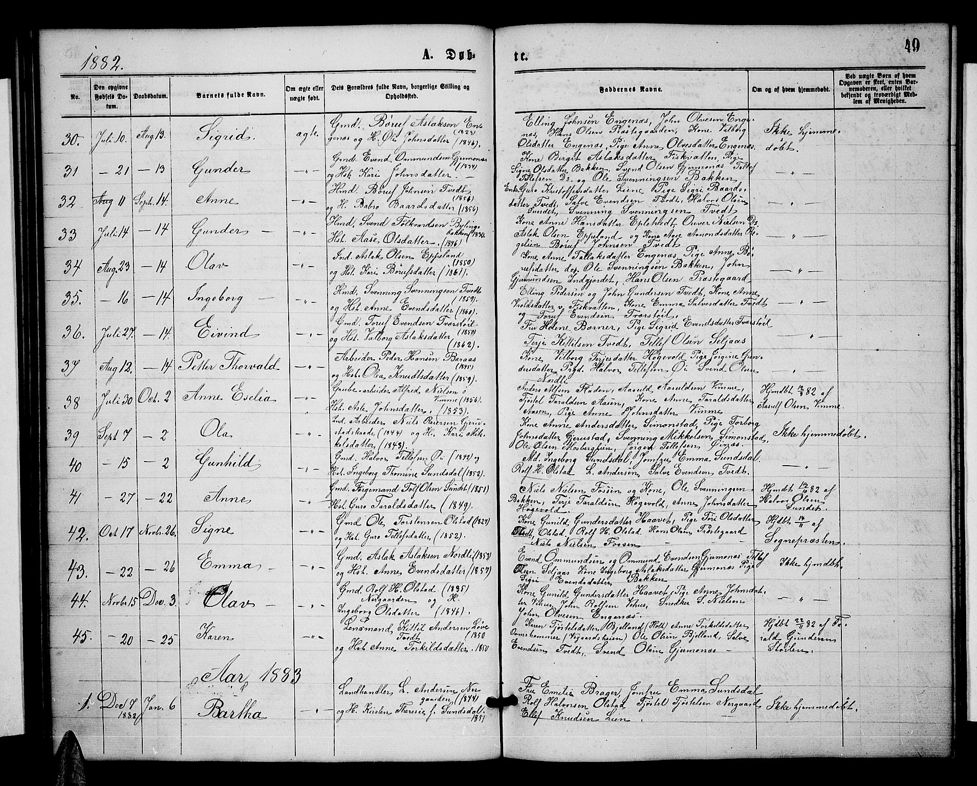 Åmli sokneprestkontor, SAK/1111-0050/F/Fb/Fbc/L0003: Parish register (copy) no. B 3, 1868-1888, p. 49