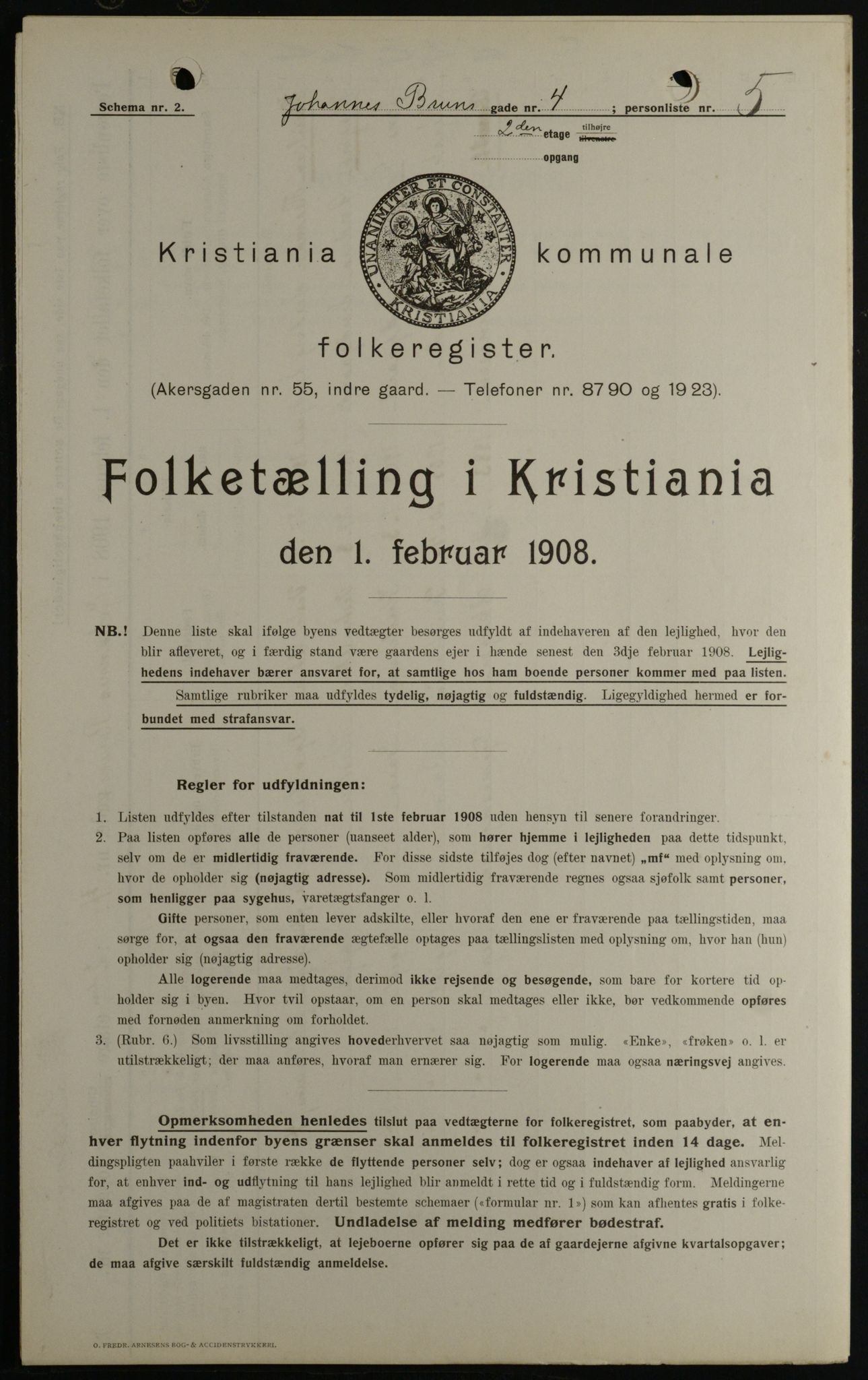 OBA, Municipal Census 1908 for Kristiania, 1908, p. 42049