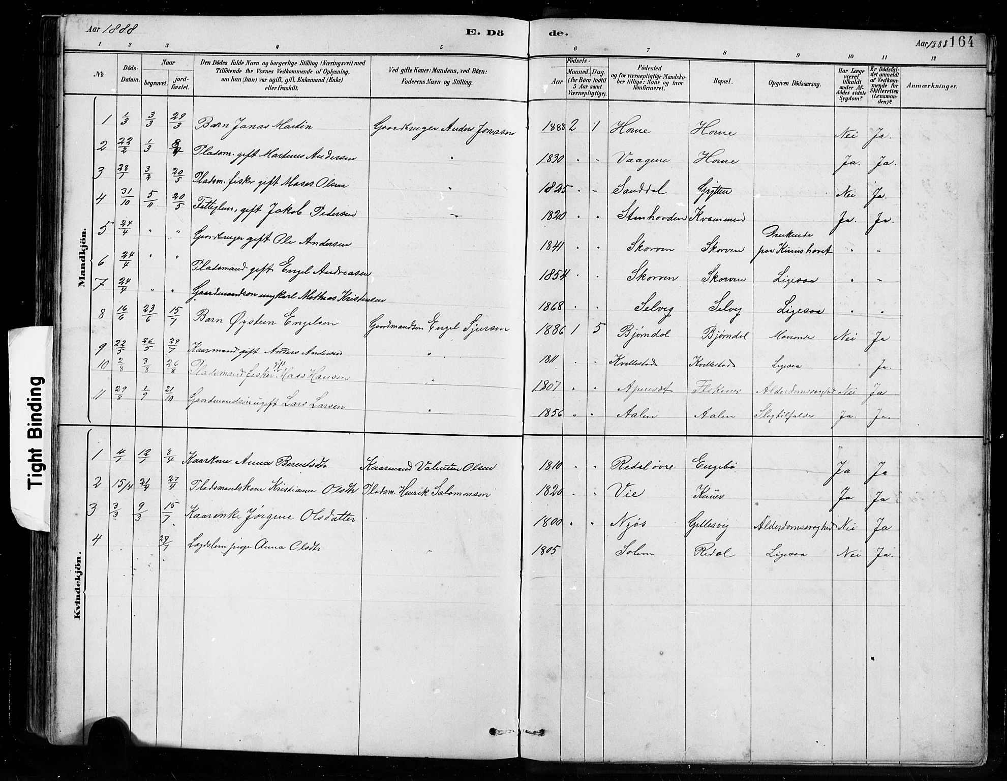 Førde sokneprestembete, SAB/A-79901/H/Hab/Habe/L0001: Parish register (copy) no. E 1, 1881-1920, p. 164