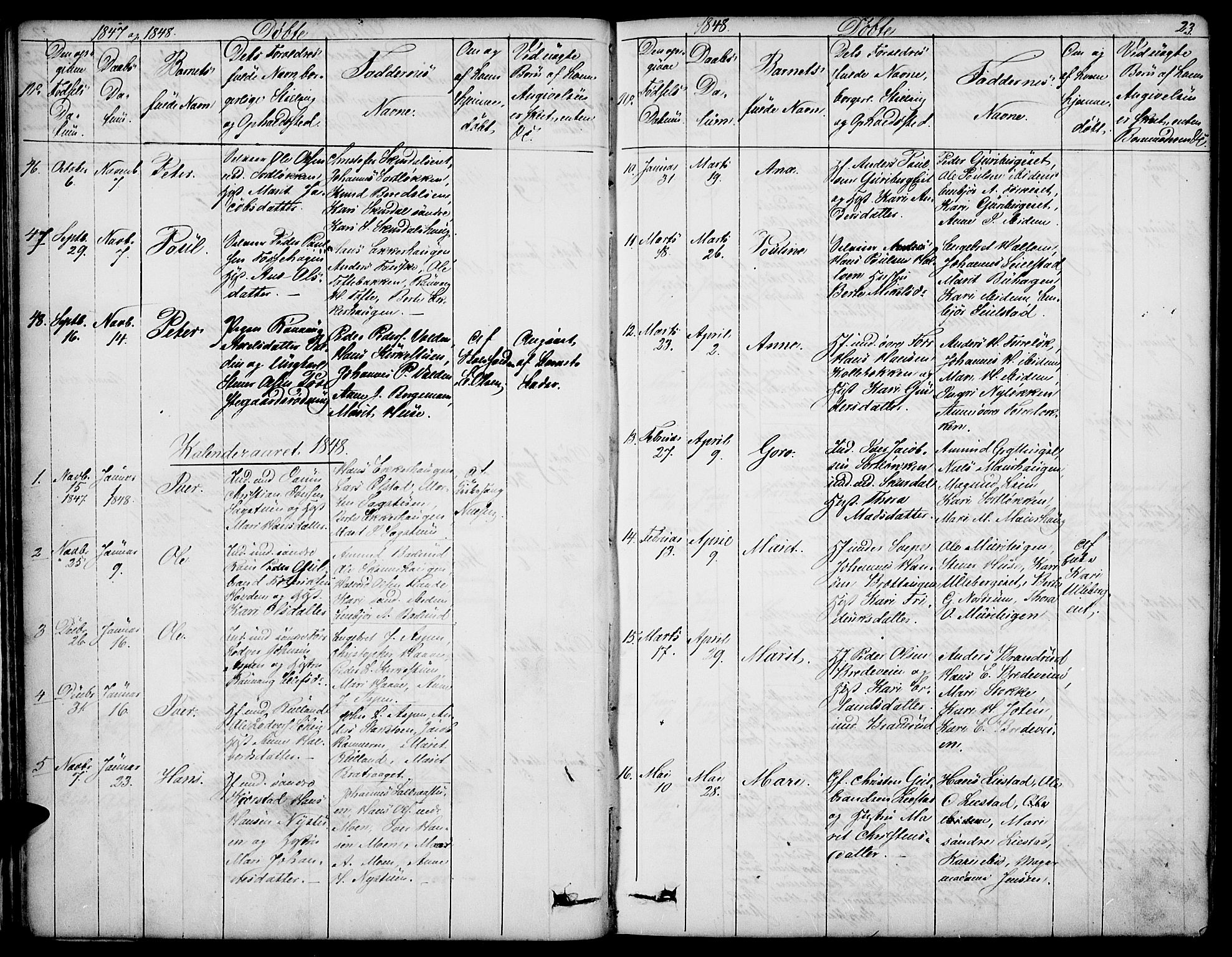 Sør-Fron prestekontor, SAH/PREST-010/H/Ha/Hab/L0001: Parish register (copy) no. 1, 1844-1863, p. 23