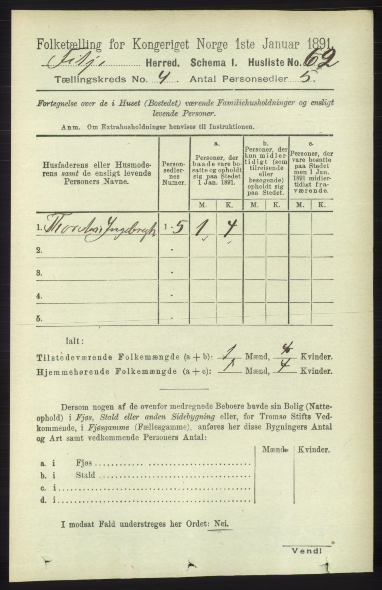 RA, 1891 census for 1222 Fitjar, 1891, p. 1350