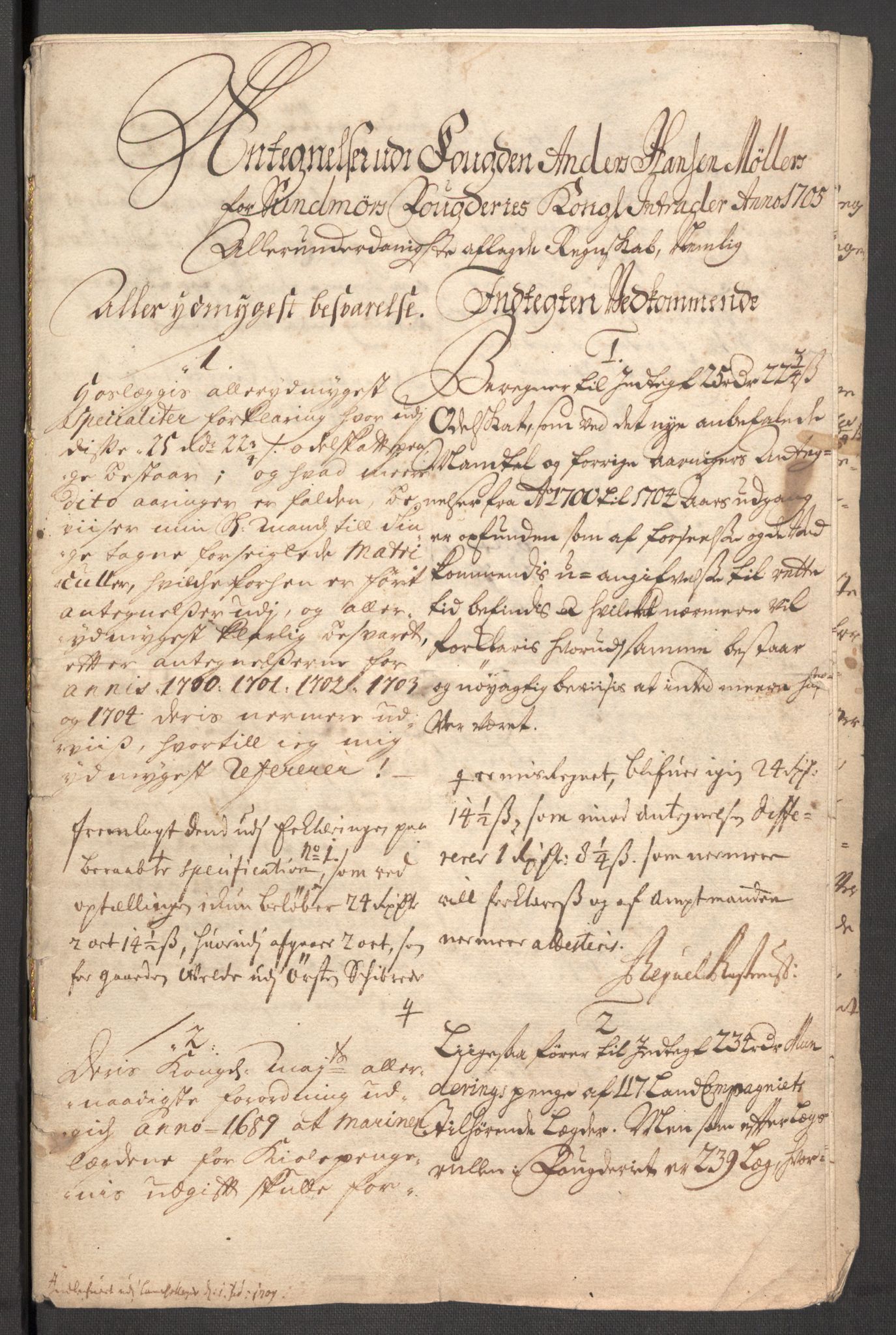 Rentekammeret inntil 1814, Reviderte regnskaper, Fogderegnskap, AV/RA-EA-4092/R54/L3560: Fogderegnskap Sunnmøre, 1704-1705, p. 445