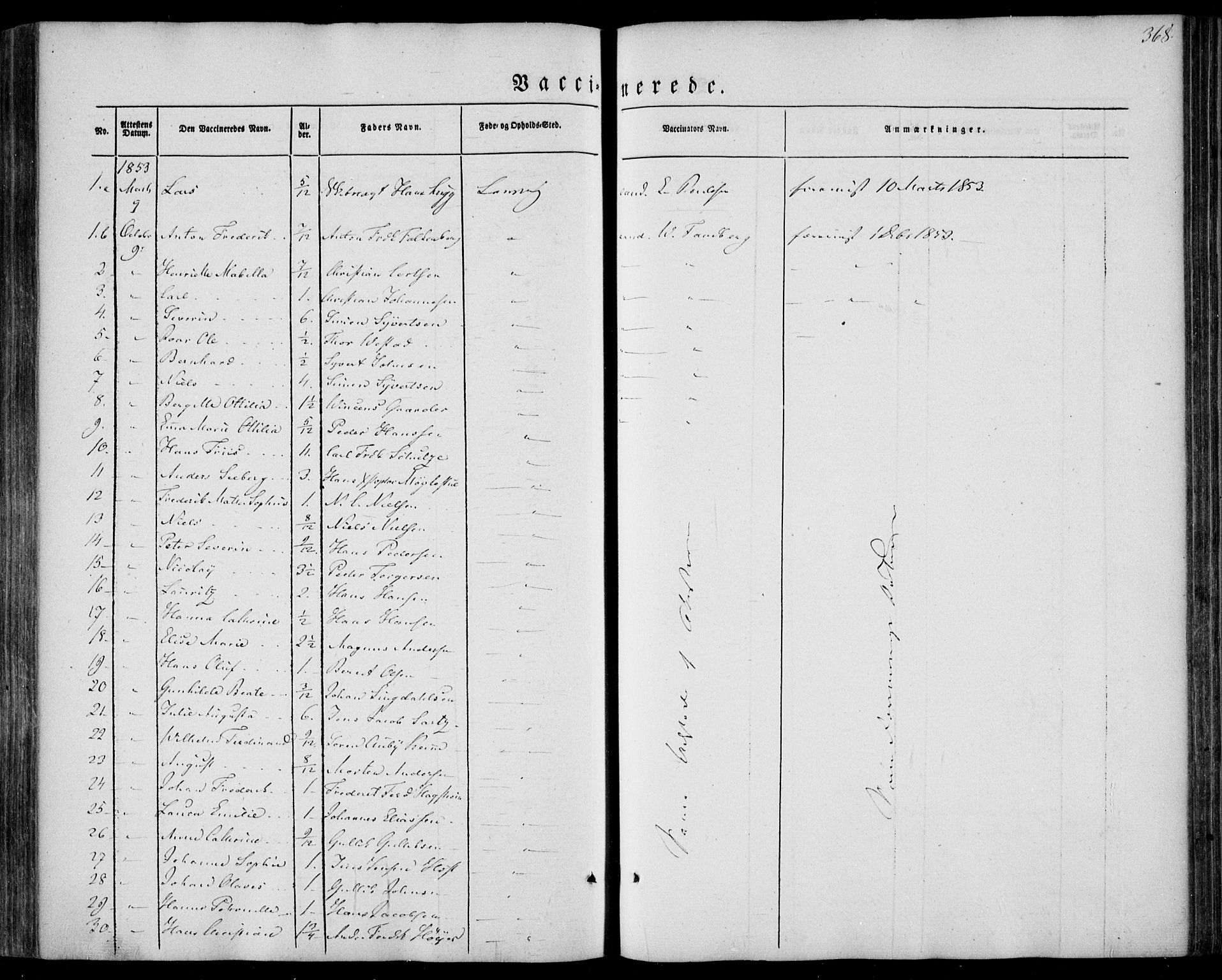 Larvik kirkebøker, SAKO/A-352/F/Fa/L0003: Parish register (official) no. I 3, 1848-1856, p. 368