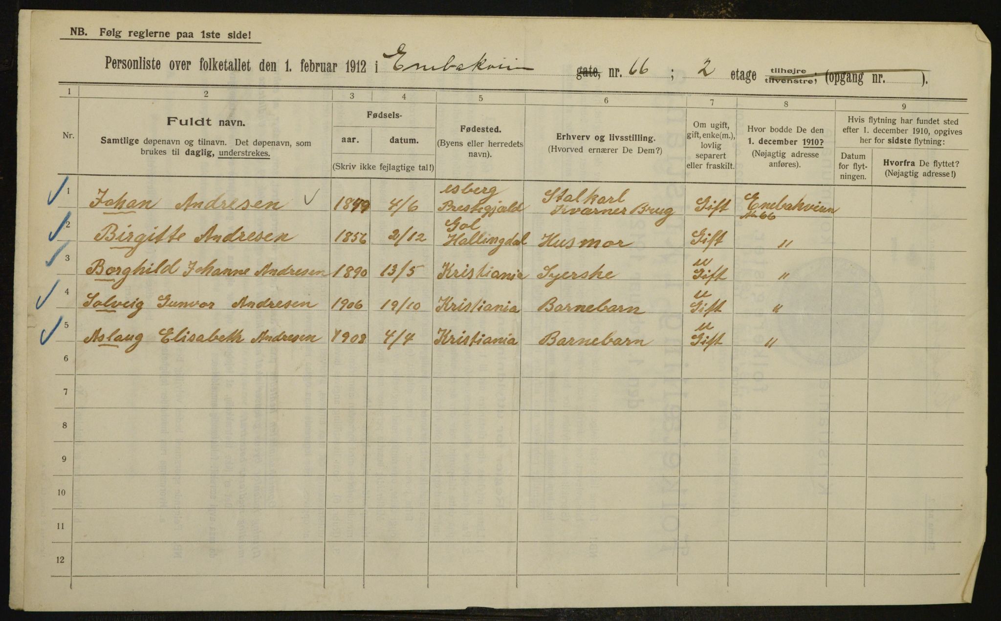 OBA, Municipal Census 1912 for Kristiania, 1912, p. 21444