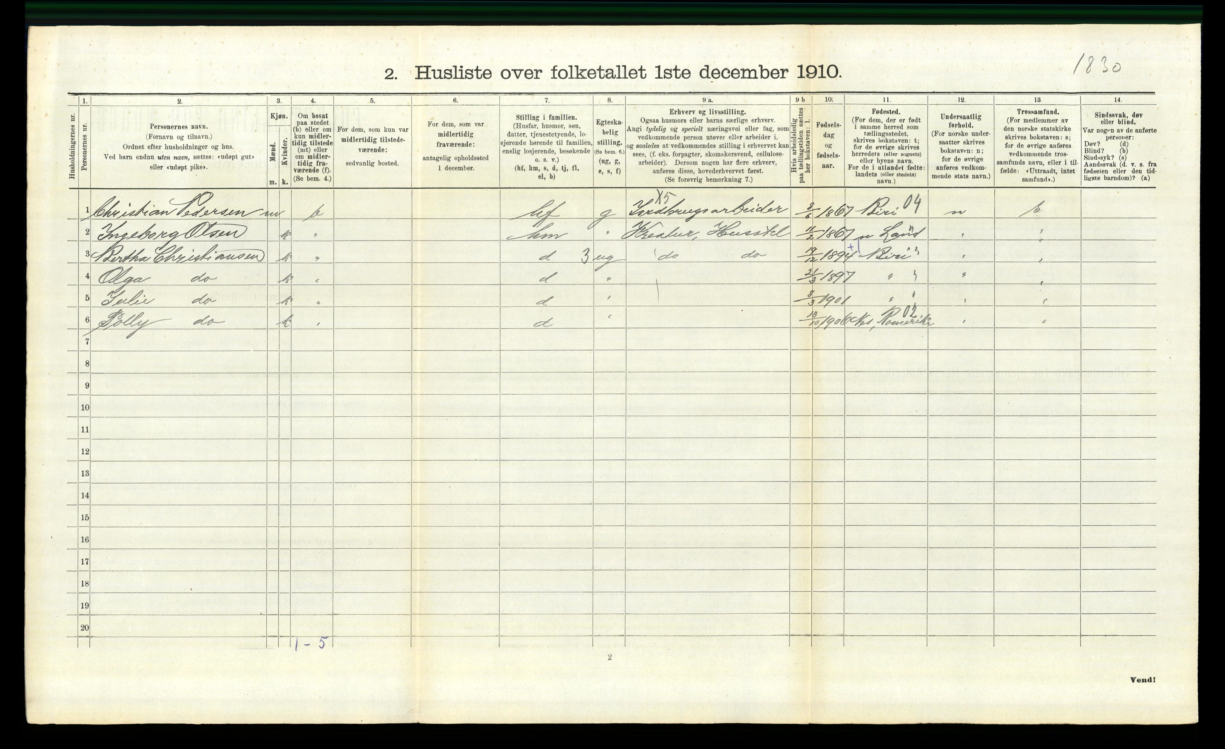 RA, 1910 census for Frogn, 1910, p. 279