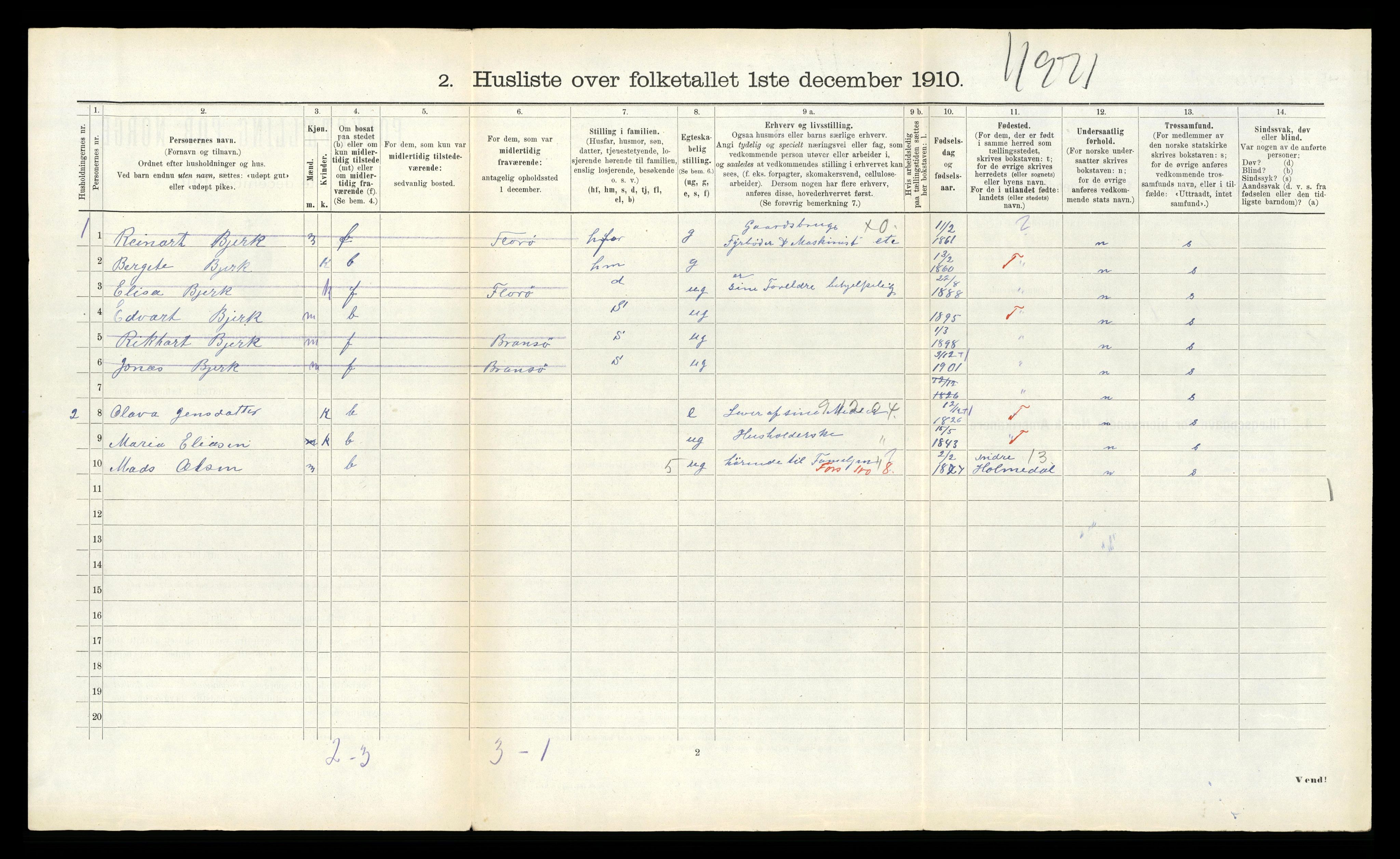 RA, 1910 census for Kinn, 1910, p. 1237