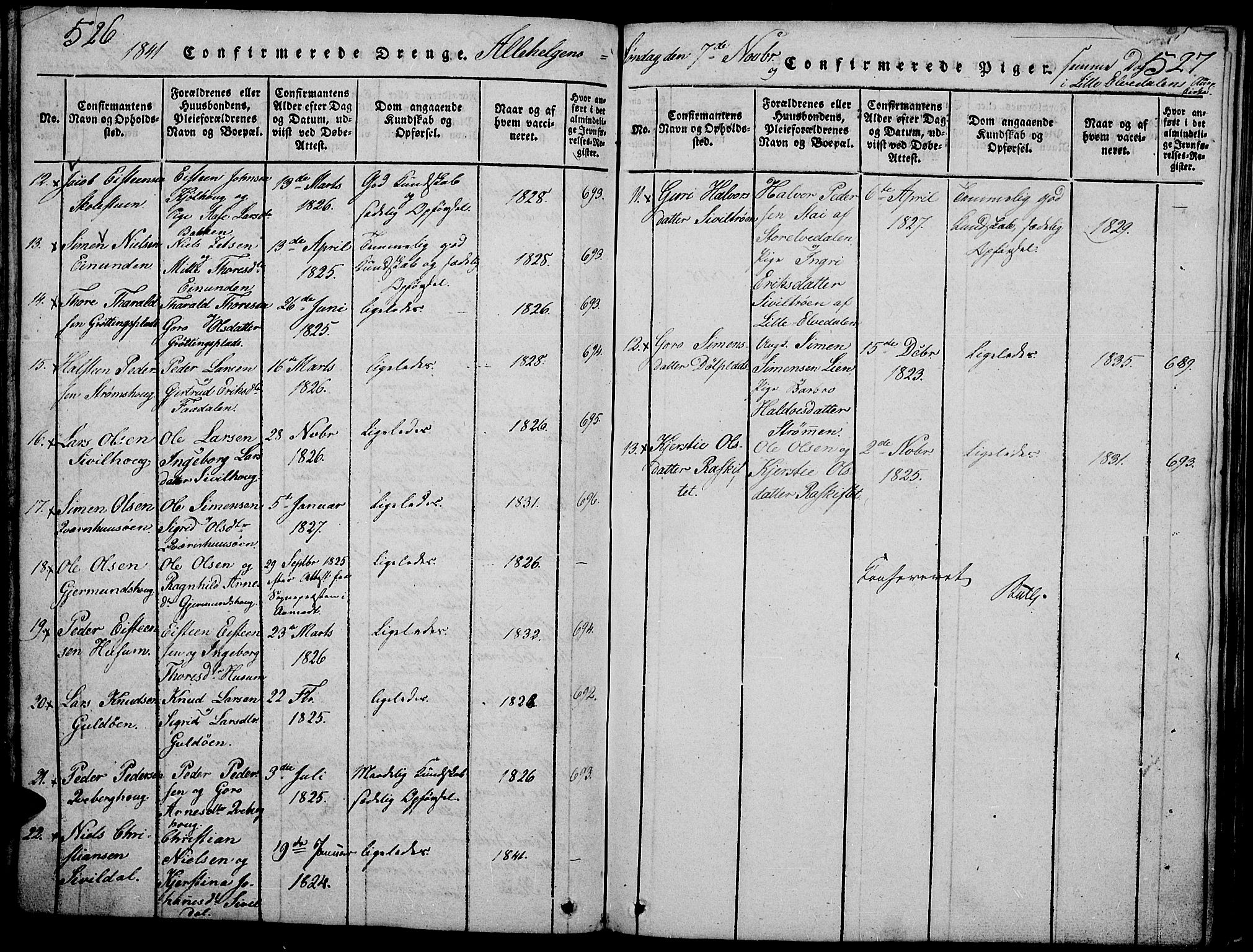 Tynset prestekontor, SAH/PREST-058/H/Ha/Hab/L0002: Parish register (copy) no. 2, 1814-1862, p. 526-527