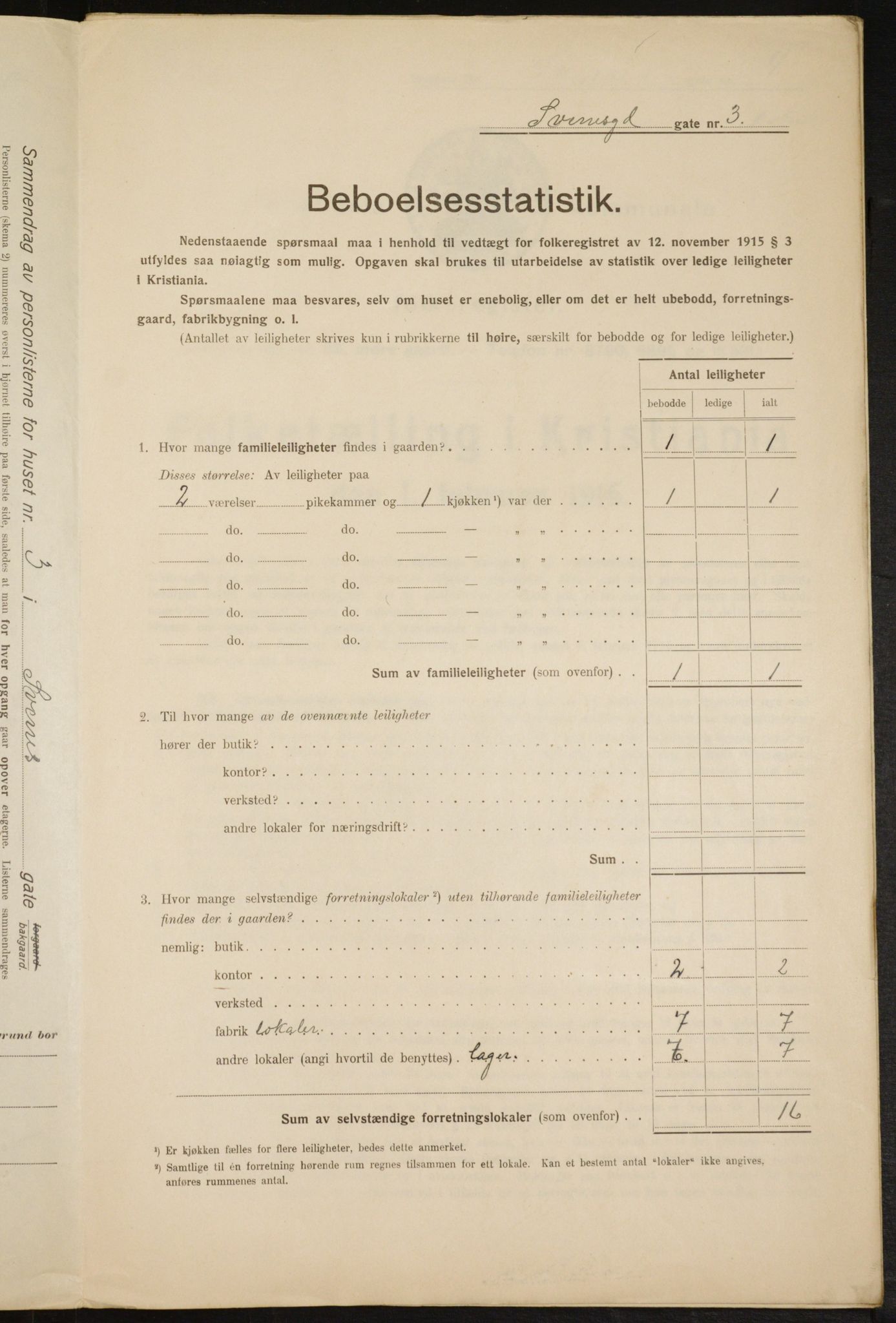 OBA, Municipal Census 1916 for Kristiania, 1916, p. 108917