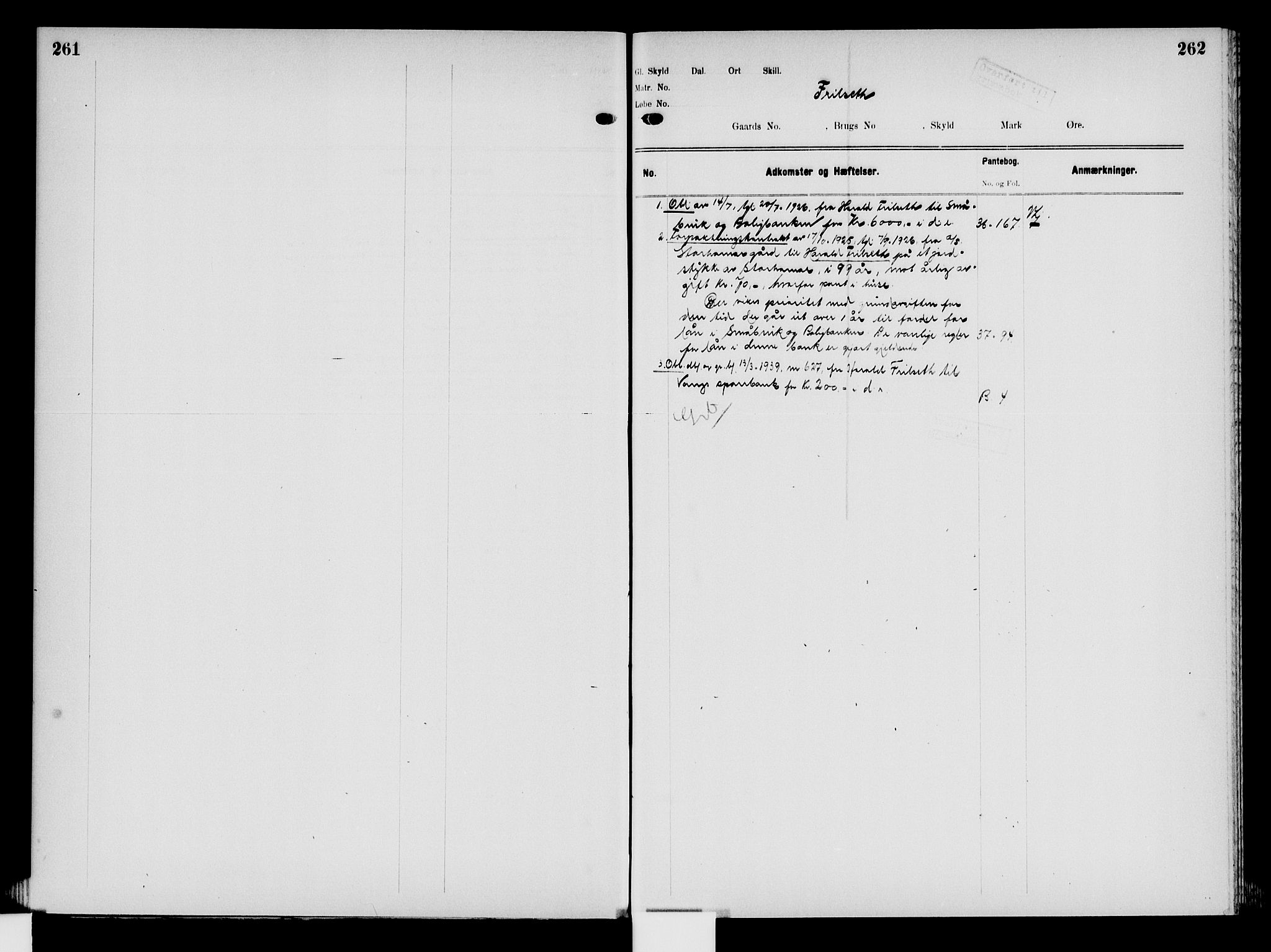 Nord-Hedmark sorenskriveri, SAH/TING-012/H/Ha/Had/Hade/L0008: Mortgage register no. 4.8, 1923-1940, p. 261-262