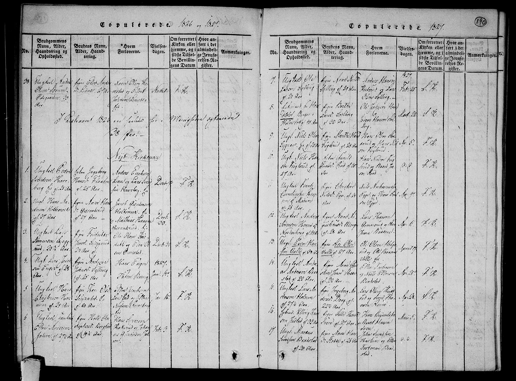 Lier kirkebøker, AV/SAKO-A-230/F/Fa/L0009: Parish register (official) no. I 9, 1824-1827, p. 190