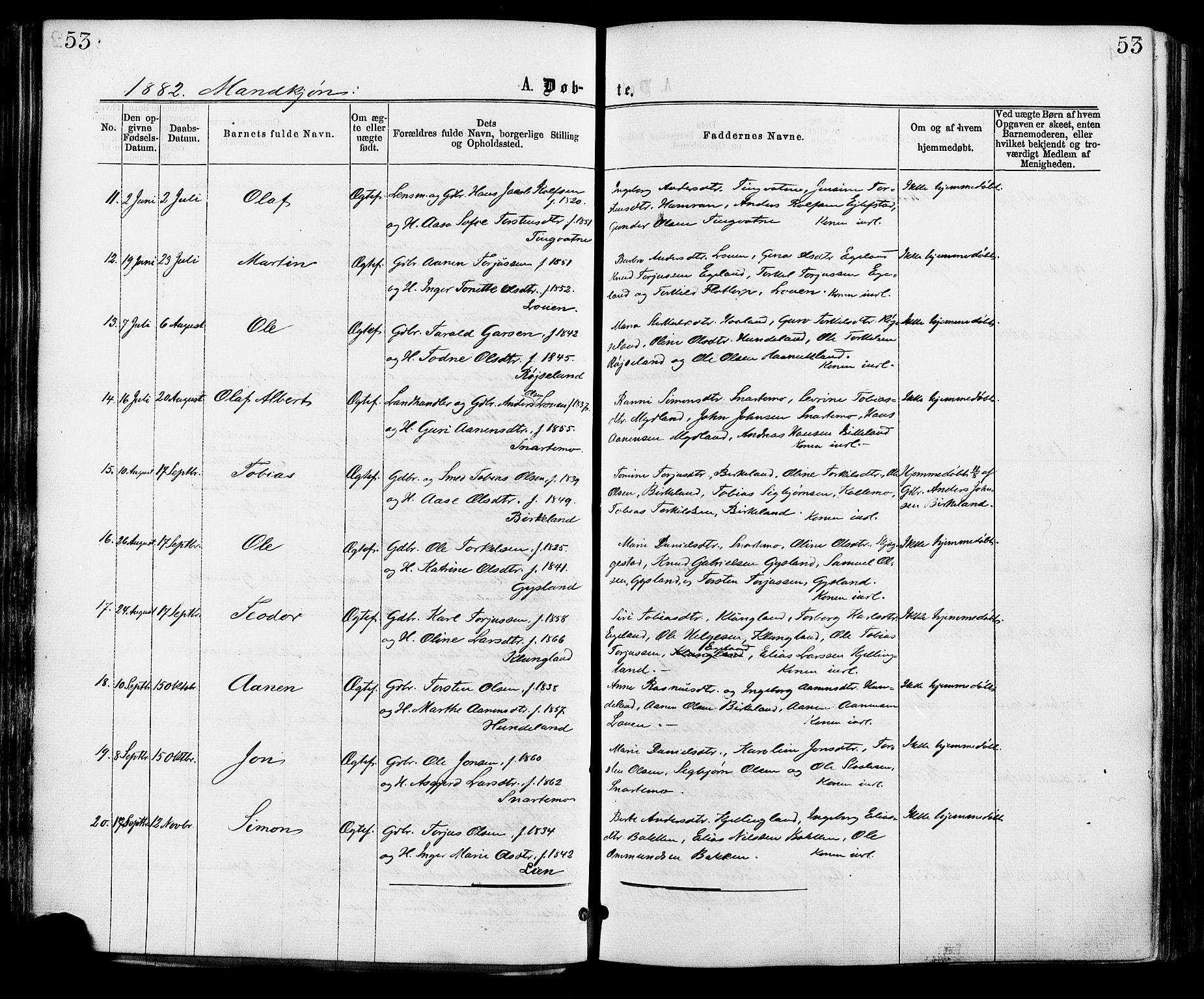 Hægebostad sokneprestkontor, AV/SAK-1111-0024/F/Fa/Faa/L0005: Parish register (official) no. A 5, 1864-1886, p. 53