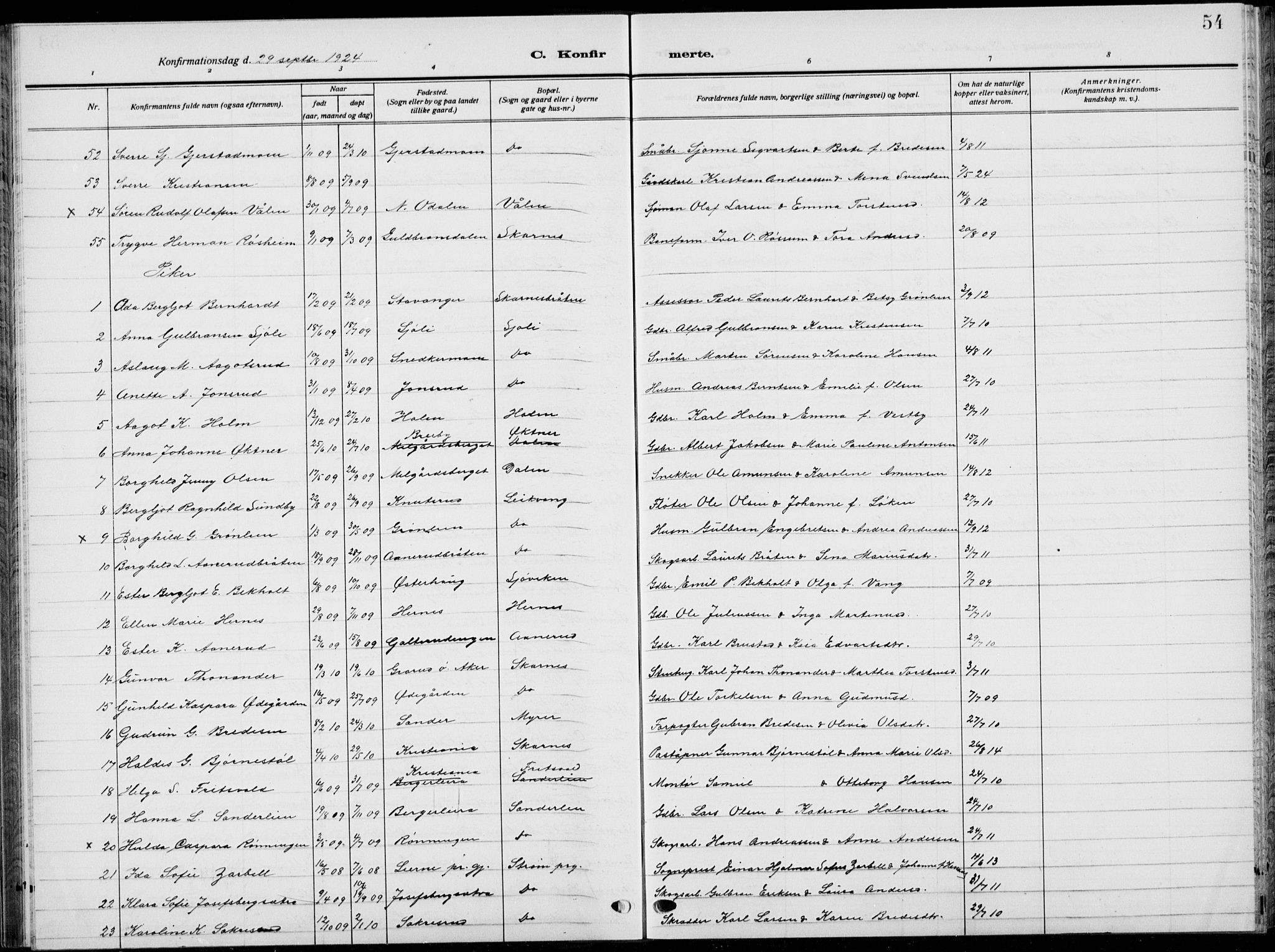 Sør-Odal prestekontor, AV/SAH-PREST-030/H/Ha/Hab/L0011: Parish register (copy) no. 11, 1922-1939, p. 54