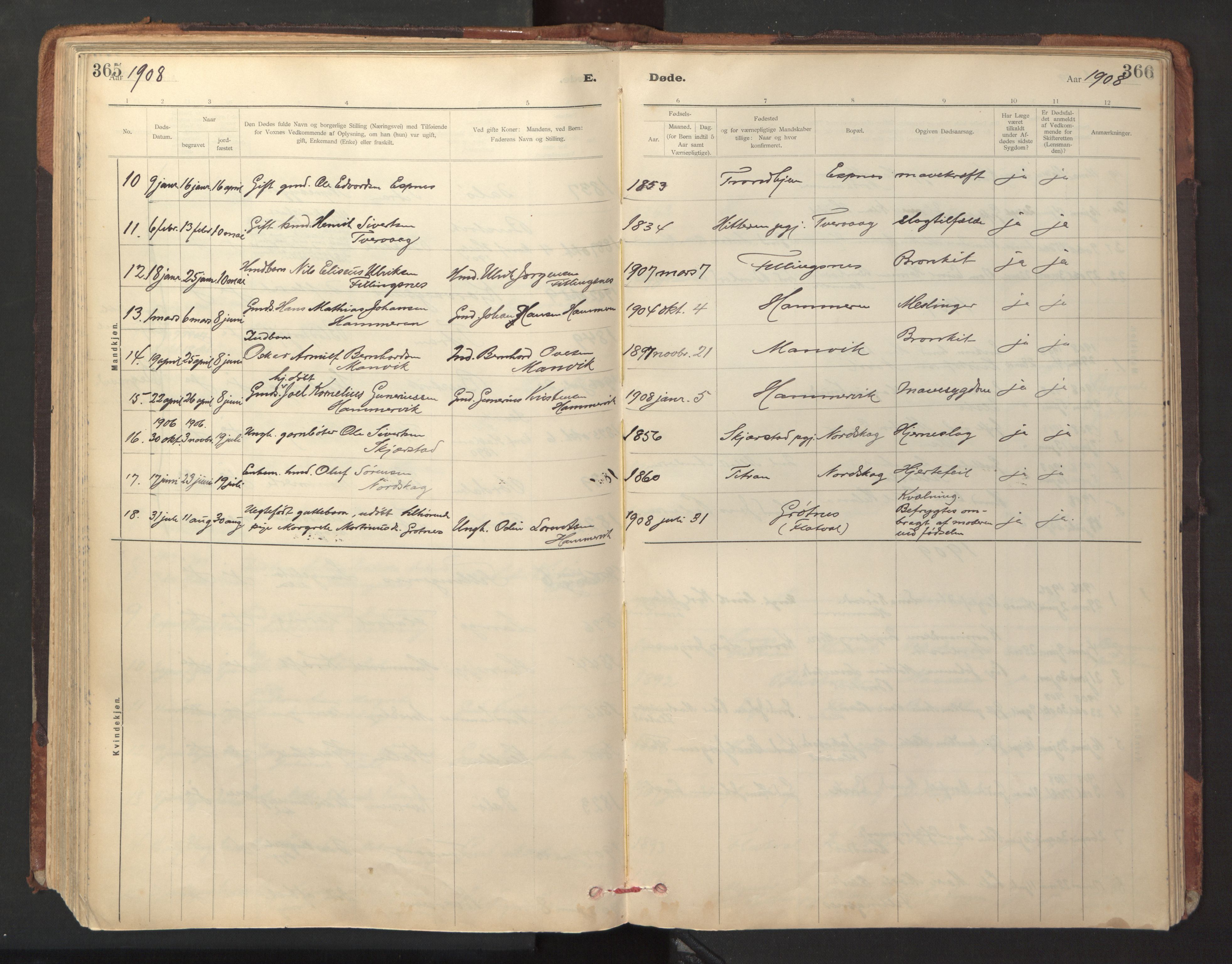 Ministerialprotokoller, klokkerbøker og fødselsregistre - Sør-Trøndelag, SAT/A-1456/641/L0596: Parish register (official) no. 641A02, 1898-1915, p. 365-366