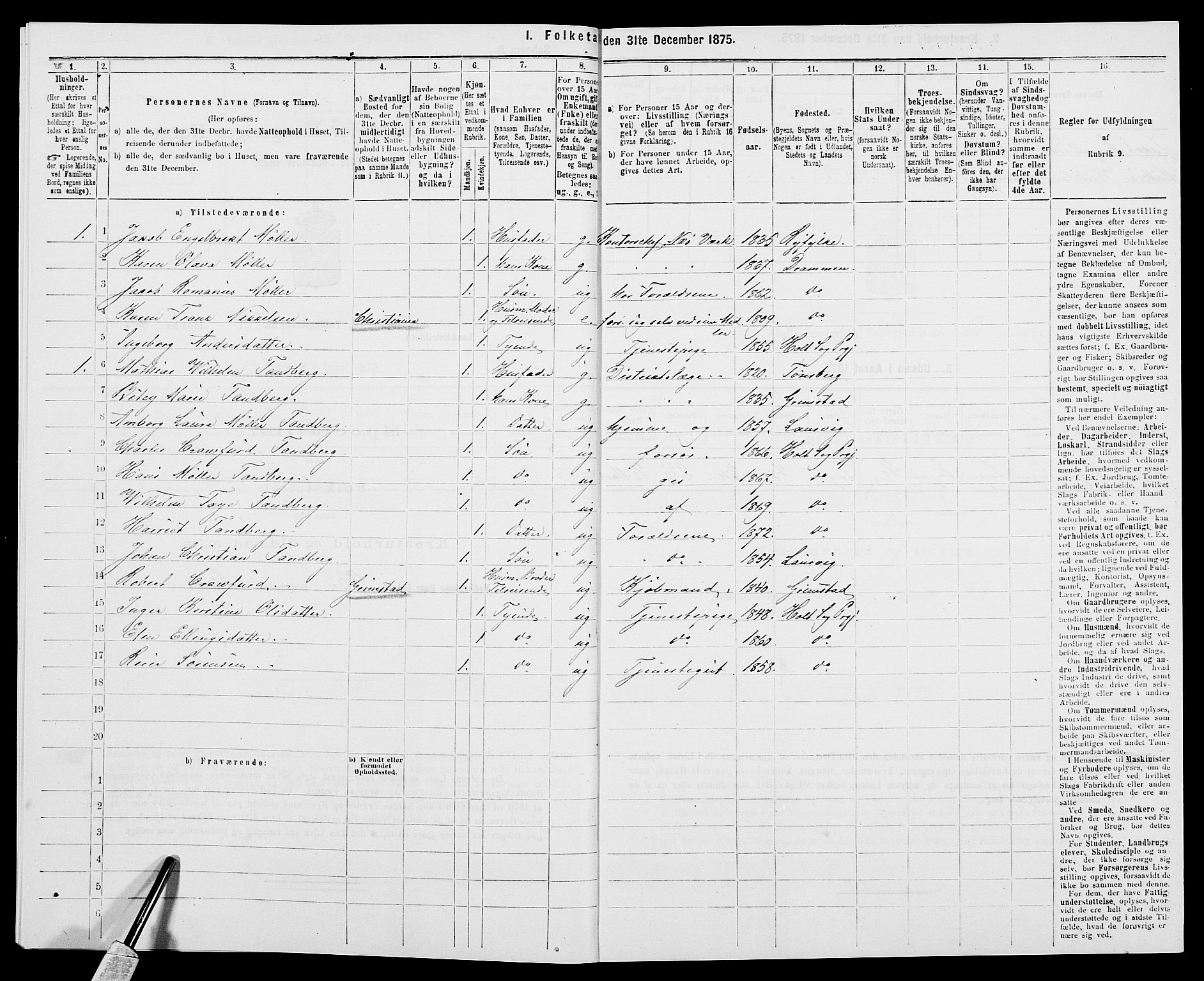 SAK, 1875 census for 0914L Holt/Holt, 1875, p. 194