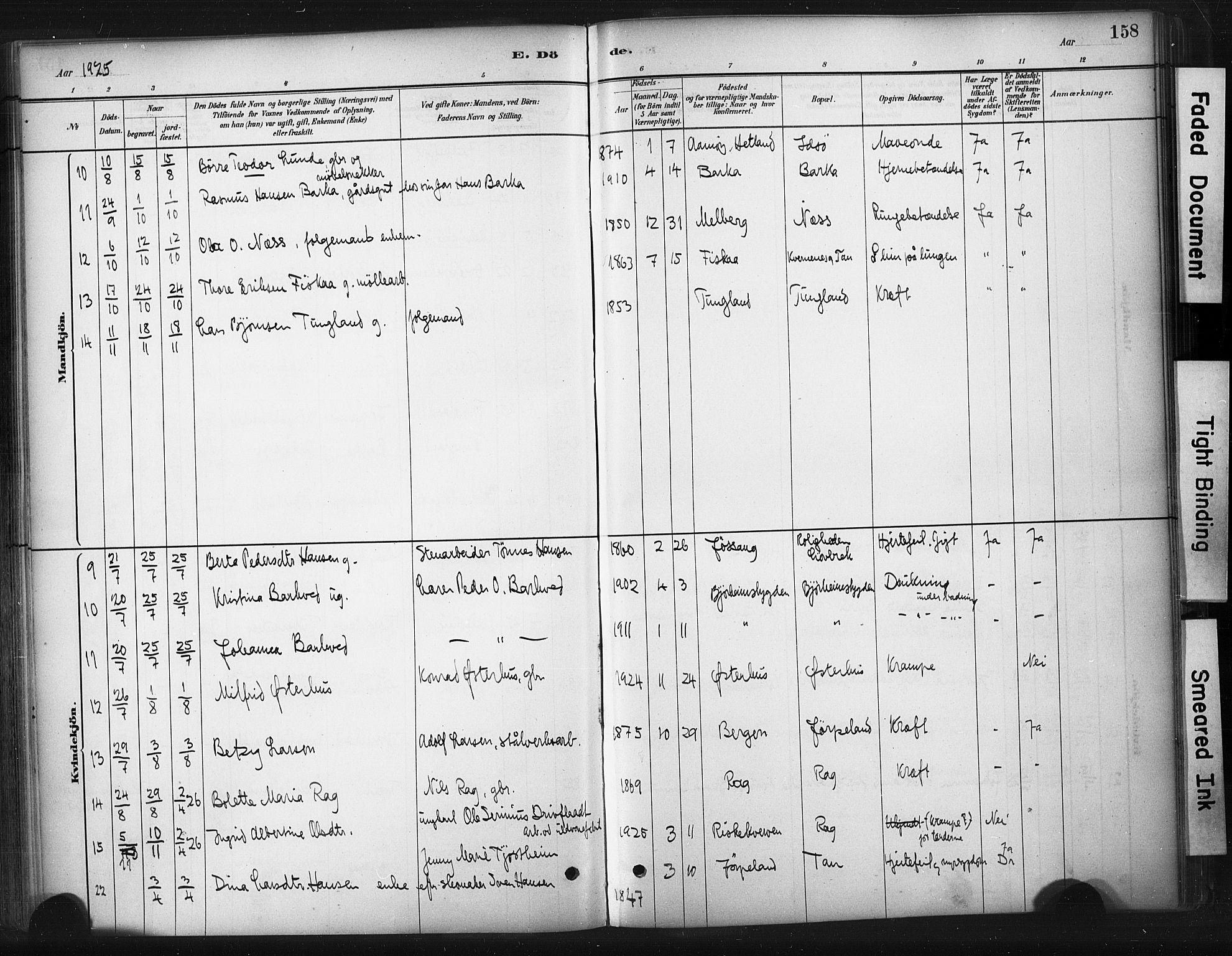 Strand sokneprestkontor, AV/SAST-A-101828/H/Ha/Haa/L0010: Parish register (official) no. A 10, 1882-1929, p. 158