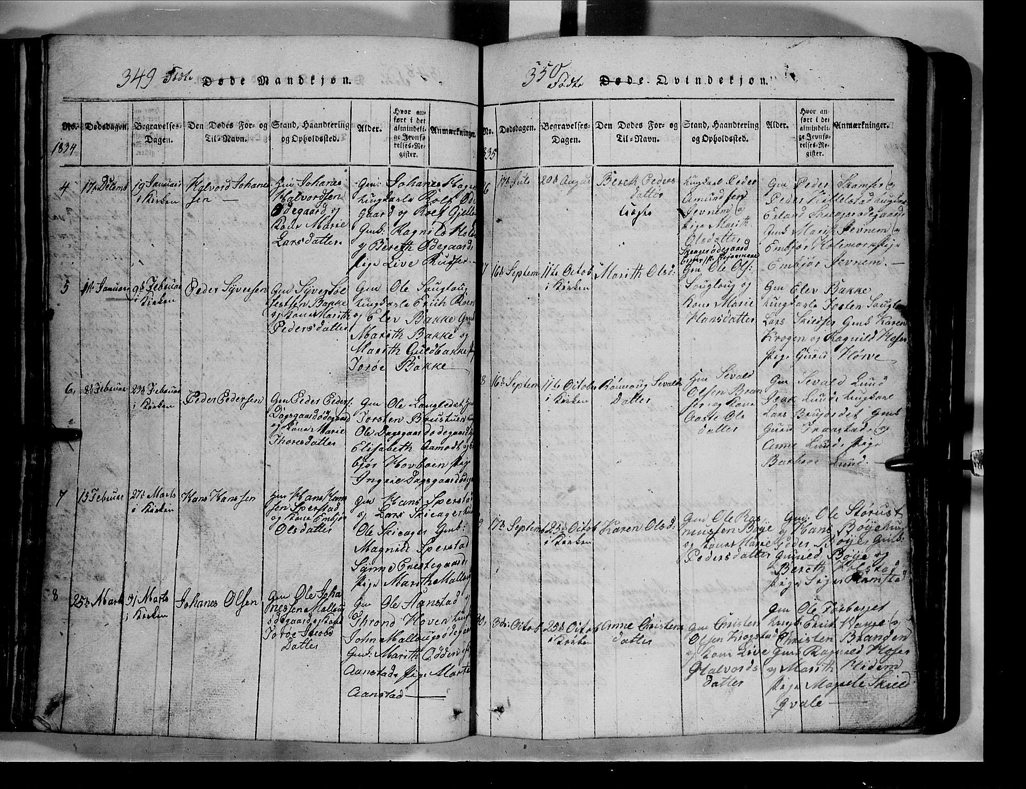 Lom prestekontor, SAH/PREST-070/L/L0003: Parish register (copy) no. 3, 1815-1844, p. 349-350