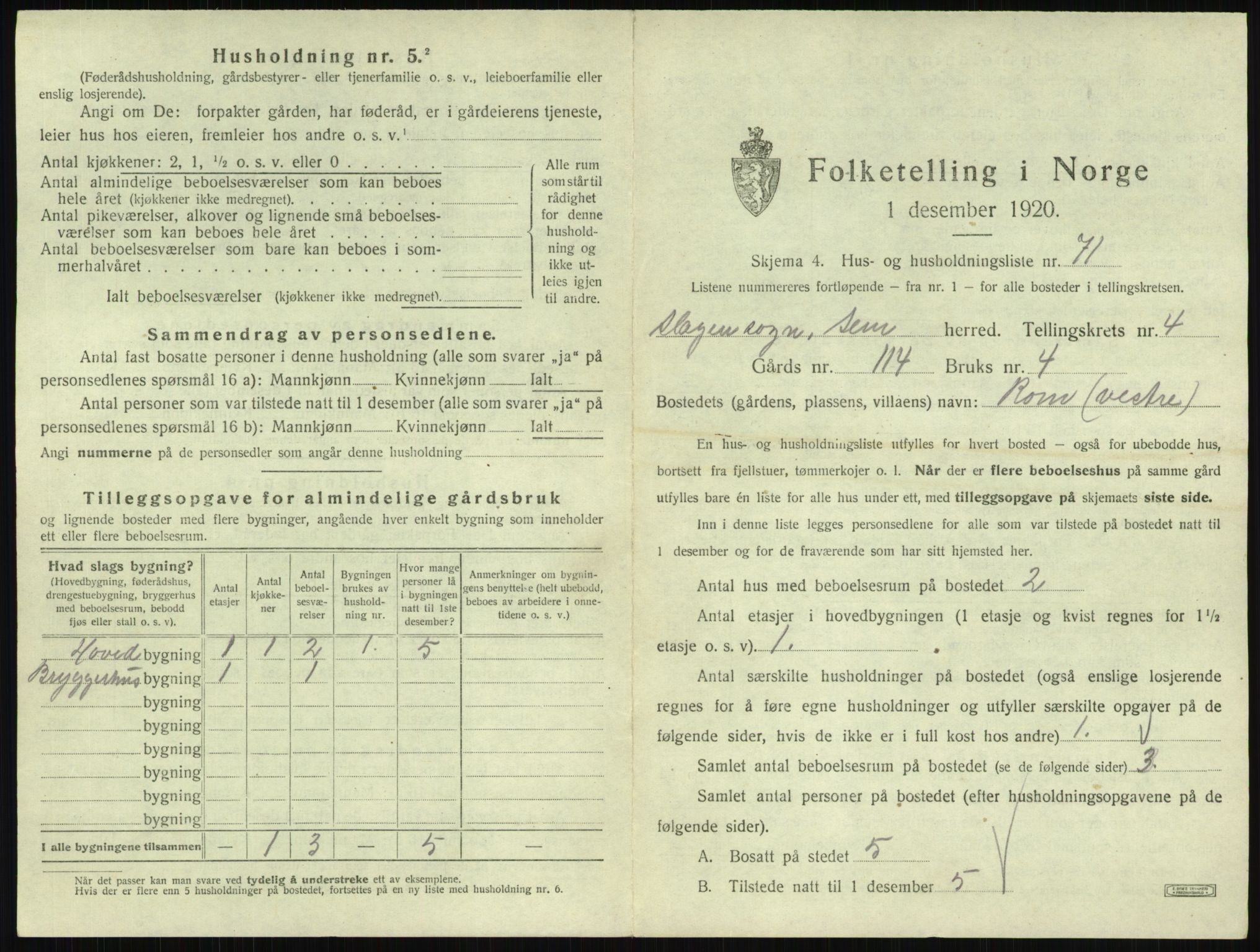 SAKO, 1920 census for Sem, 1920, p. 885