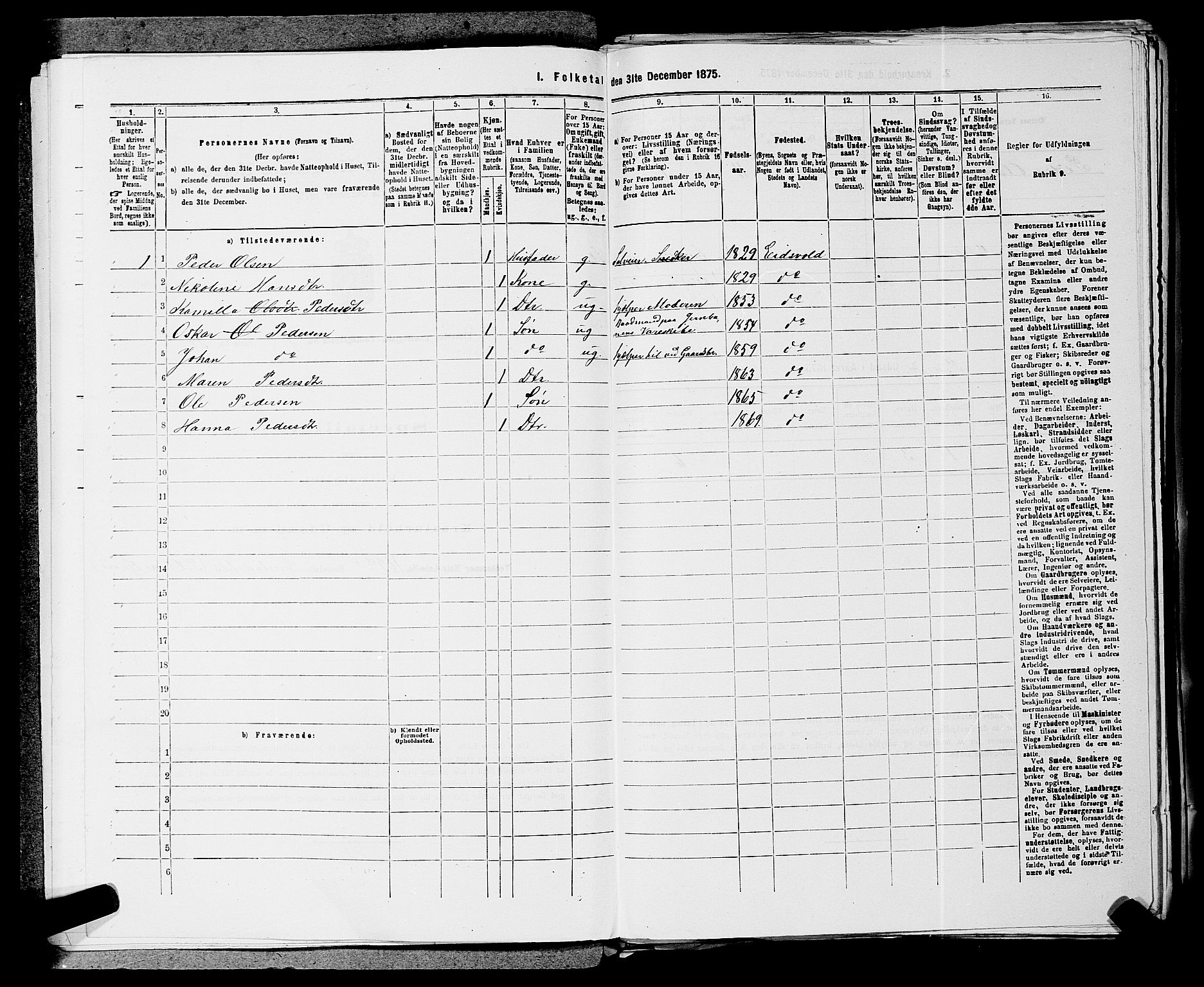 RA, 1875 census for 0237P Eidsvoll, 1875, p. 962