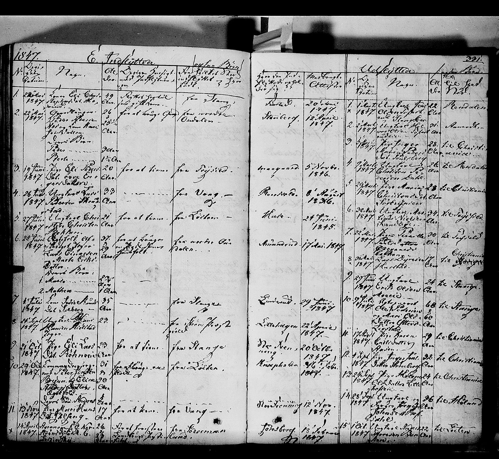 Romedal prestekontor, SAH/PREST-004/K/L0004: Parish register (official) no. 4, 1847-1861, p. 331