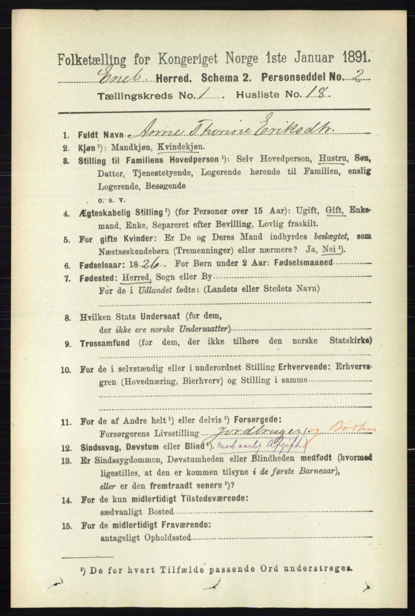 RA, 1891 census for 0229 Enebakk, 1891, p. 218