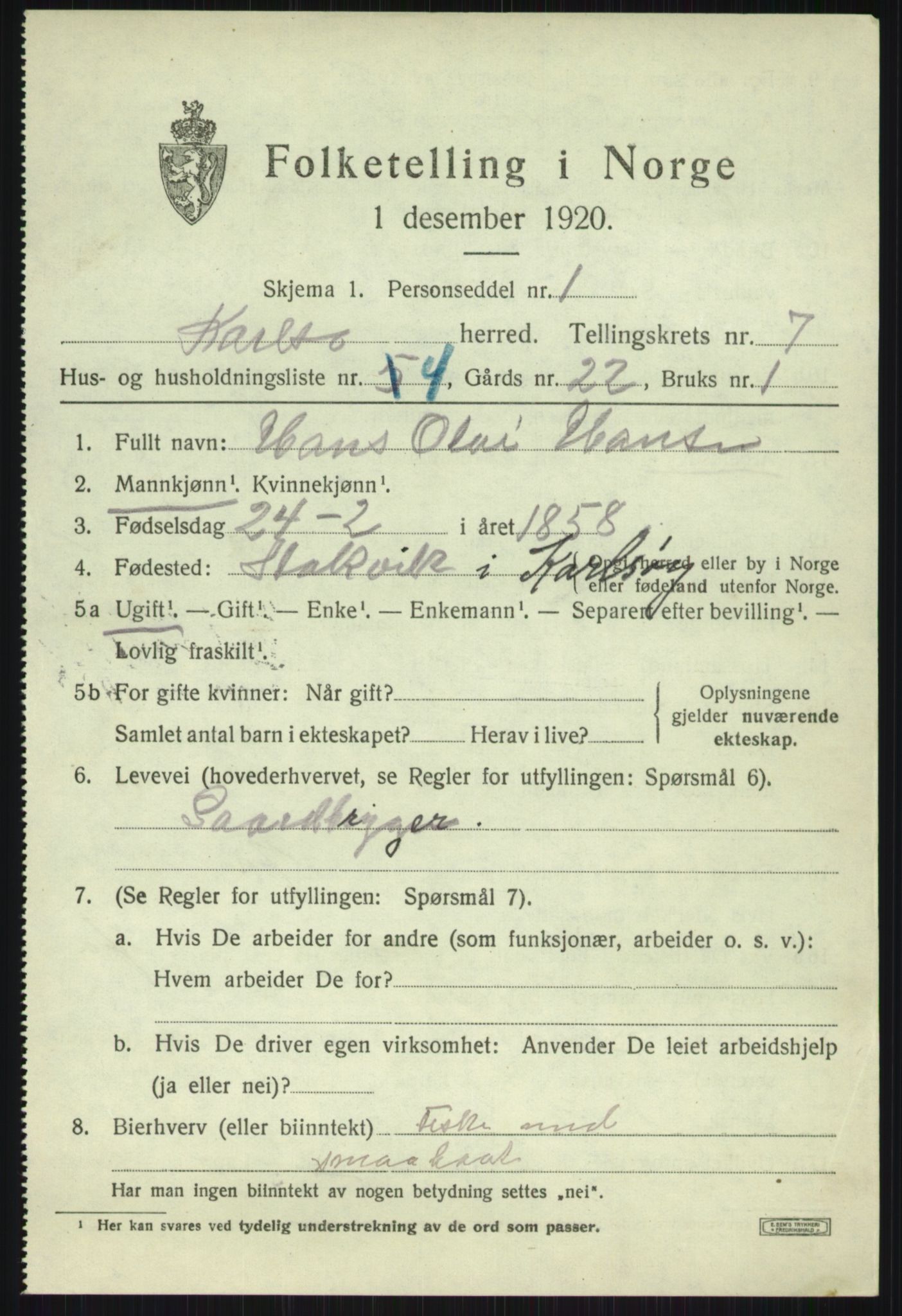 SATØ, 1920 census for Karlsøy, 1920, p. 2688