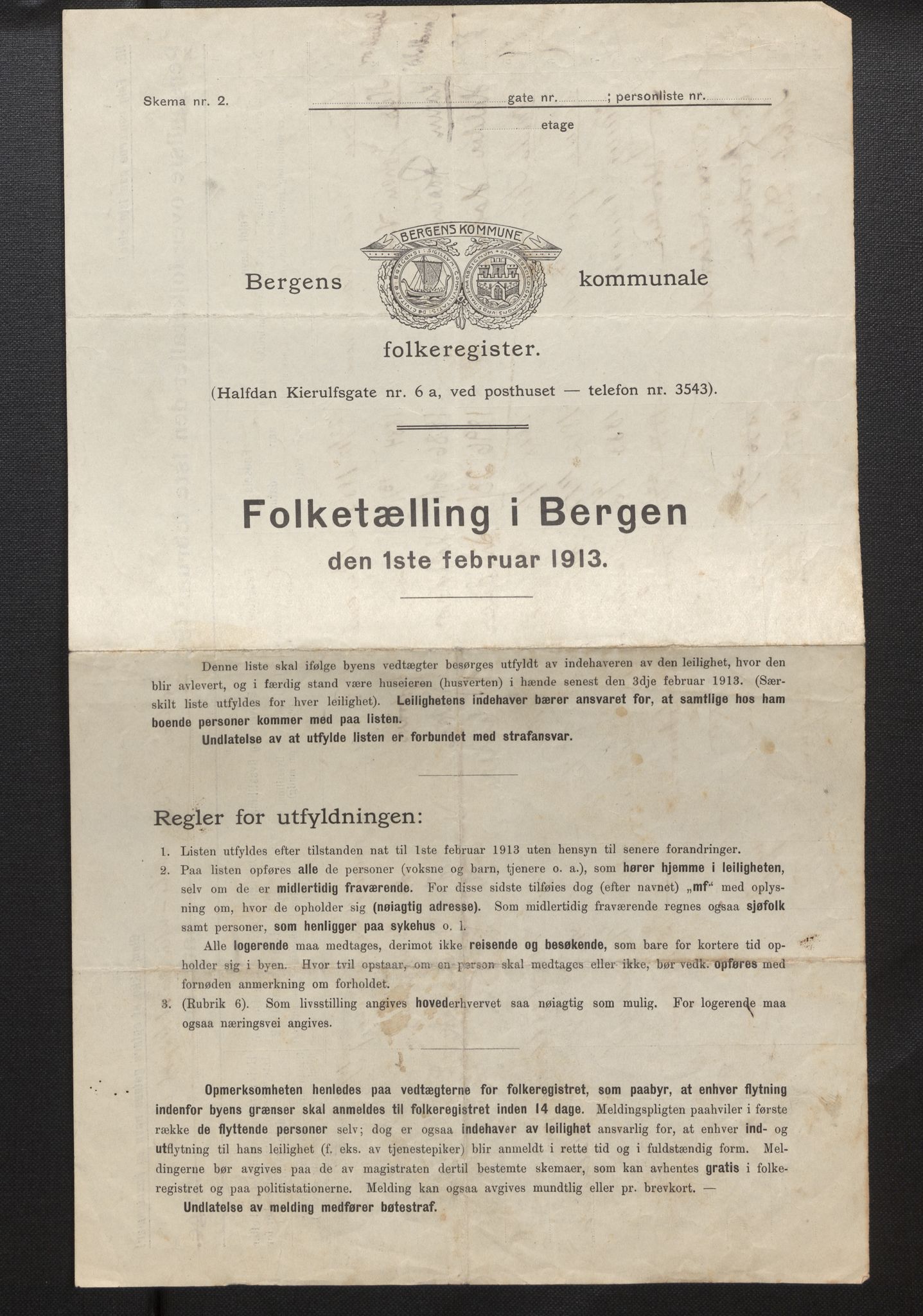 SAB, Municipal Census 1913 for Bergen, 1913, p. 63
