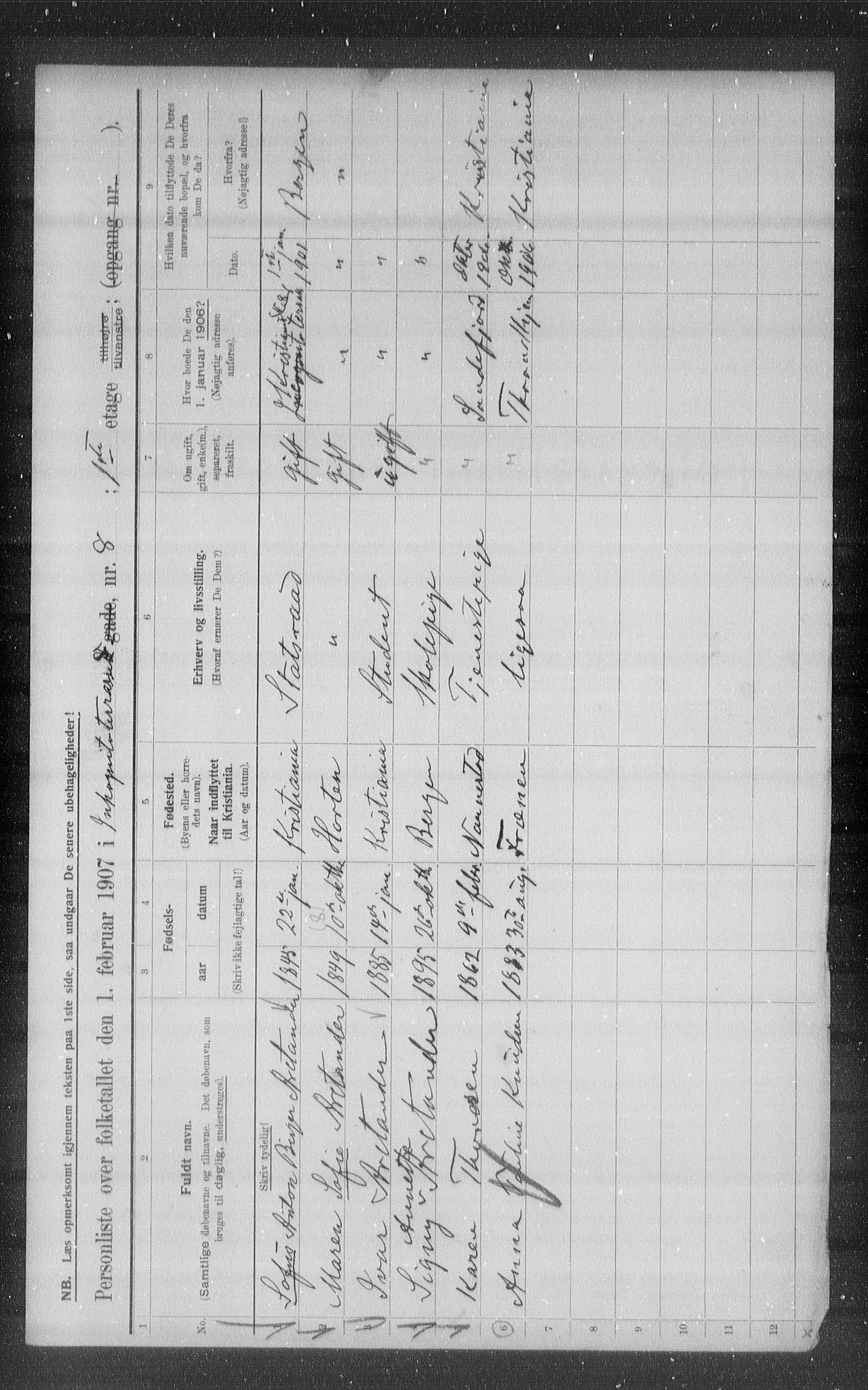 OBA, Municipal Census 1907 for Kristiania, 1907, p. 22610