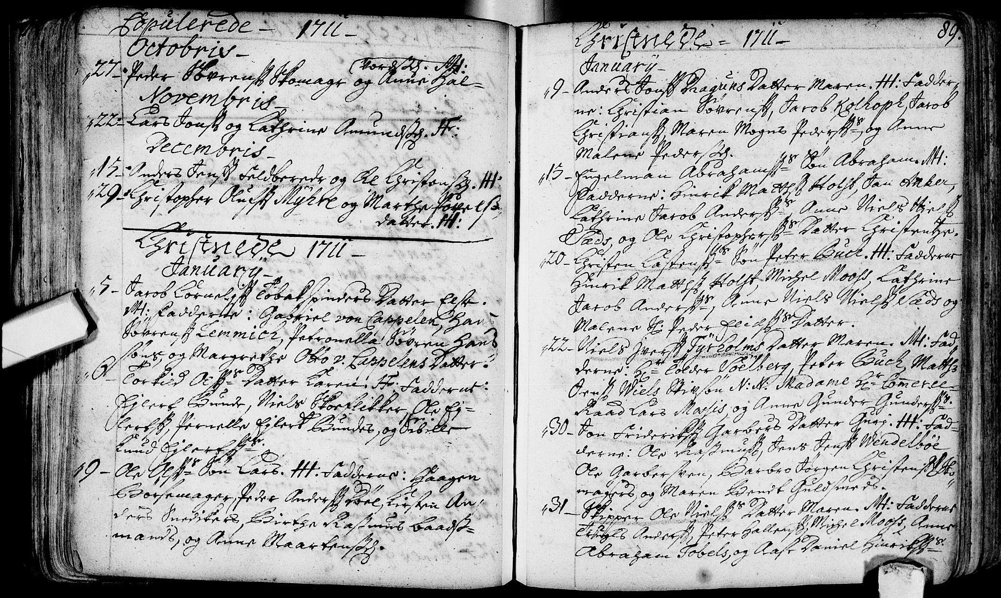 Bragernes kirkebøker, SAKO/A-6/F/Fa/L0003: Parish register (official) no. I 3, 1706-1734, p. 89