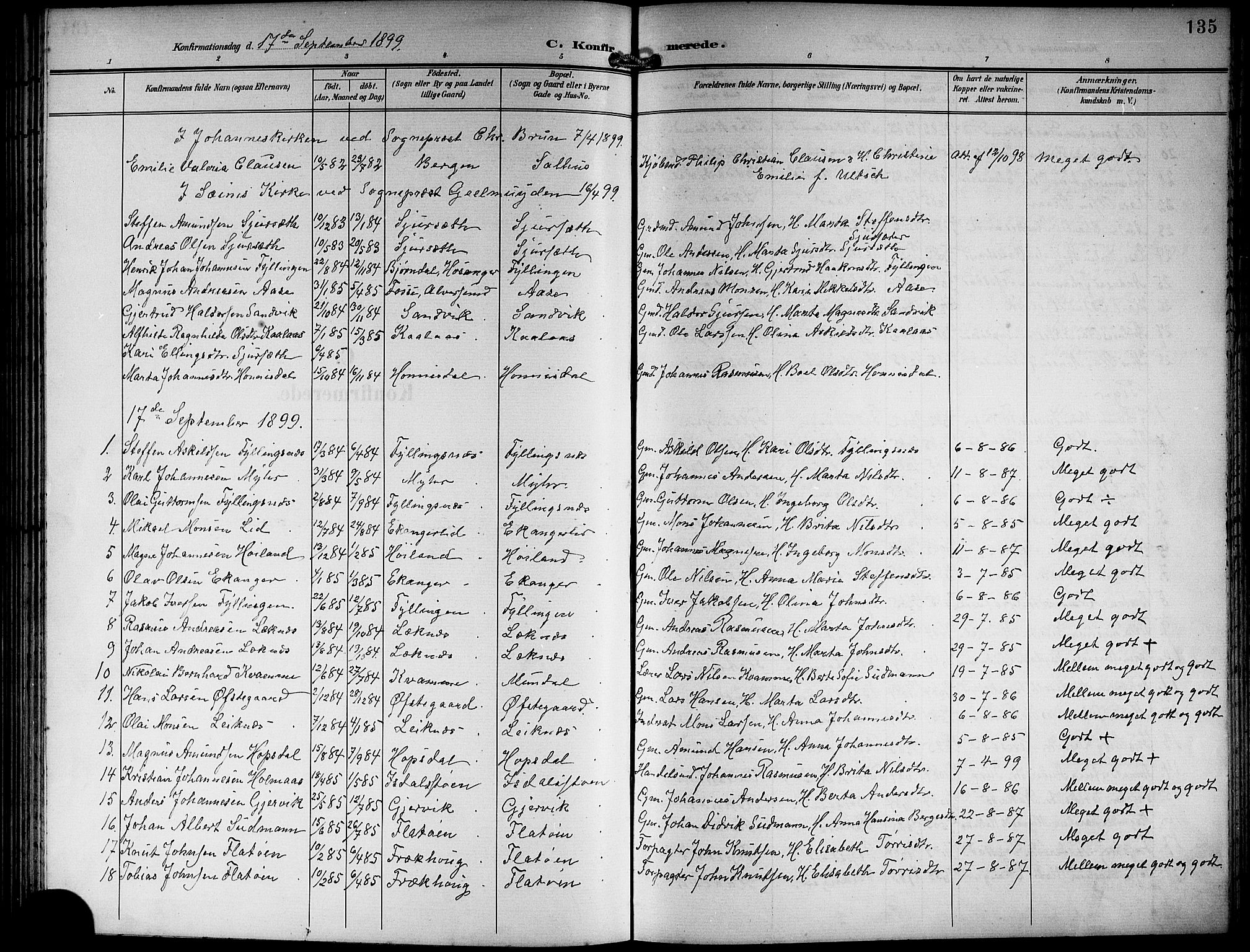 Hamre sokneprestembete, AV/SAB-A-75501/H/Ha/Hab: Parish register (copy) no. B 4, 1898-1919, p. 135