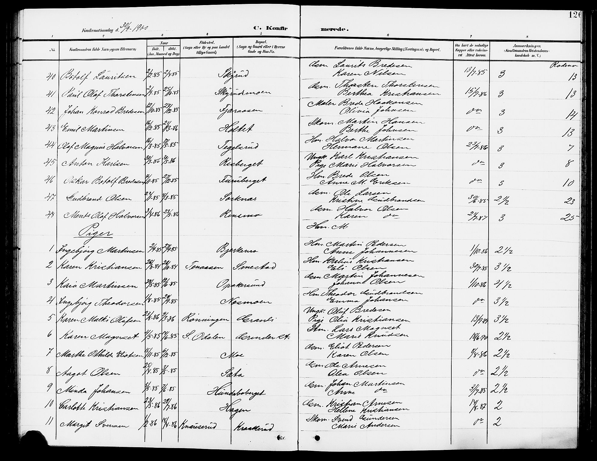 Grue prestekontor, SAH/PREST-036/H/Ha/Hab/L0005: Parish register (copy) no. 5, 1900-1909, p. 126